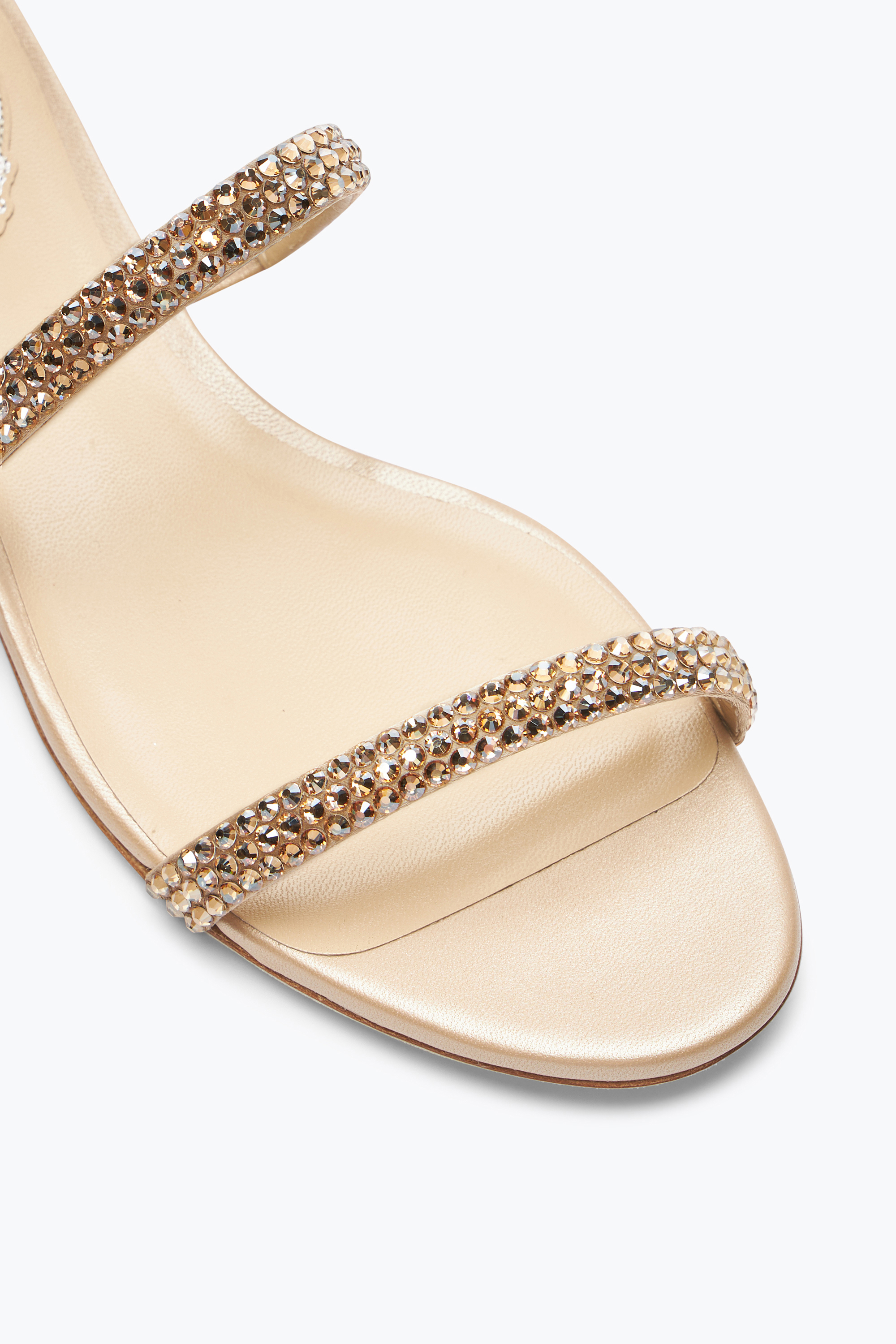 René Caovilla Cleo Champagne Flat Sandal With Crystals 10
