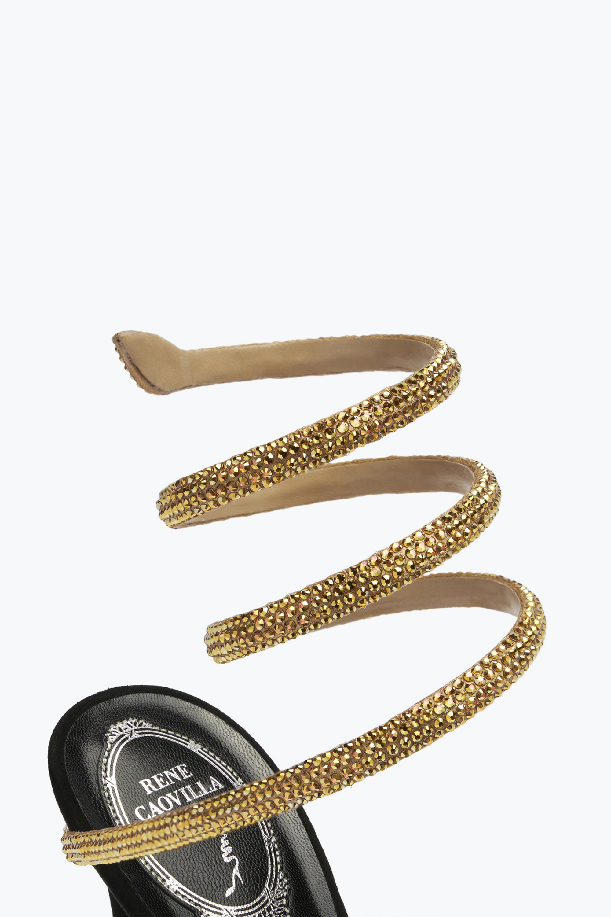 René Caovilla Crystal-embellished Stiletto Sandals With Spiraled Strap In Neutral