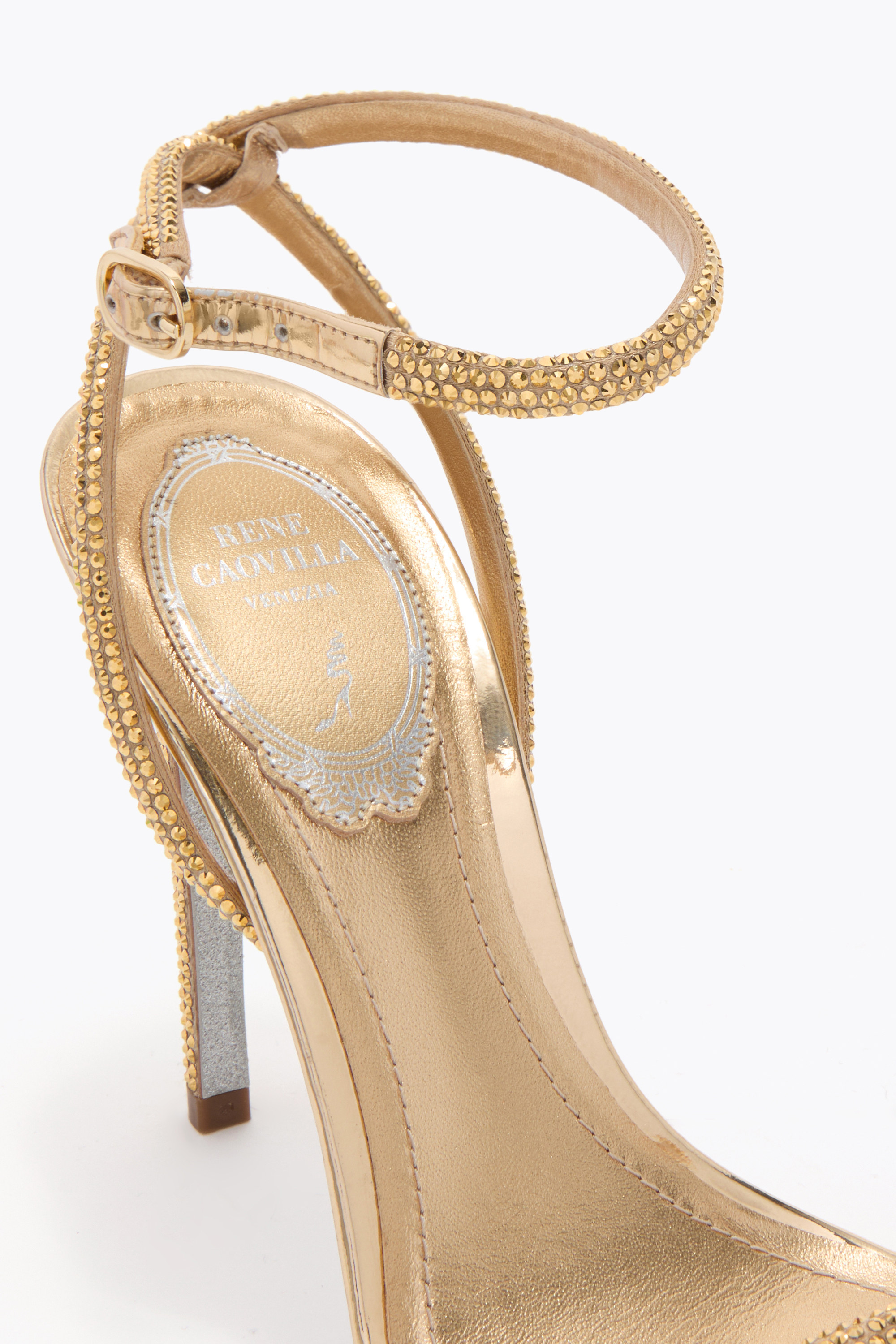 René Caovilla Ellabrita Embellished-strap Heeled Sandals In Gold