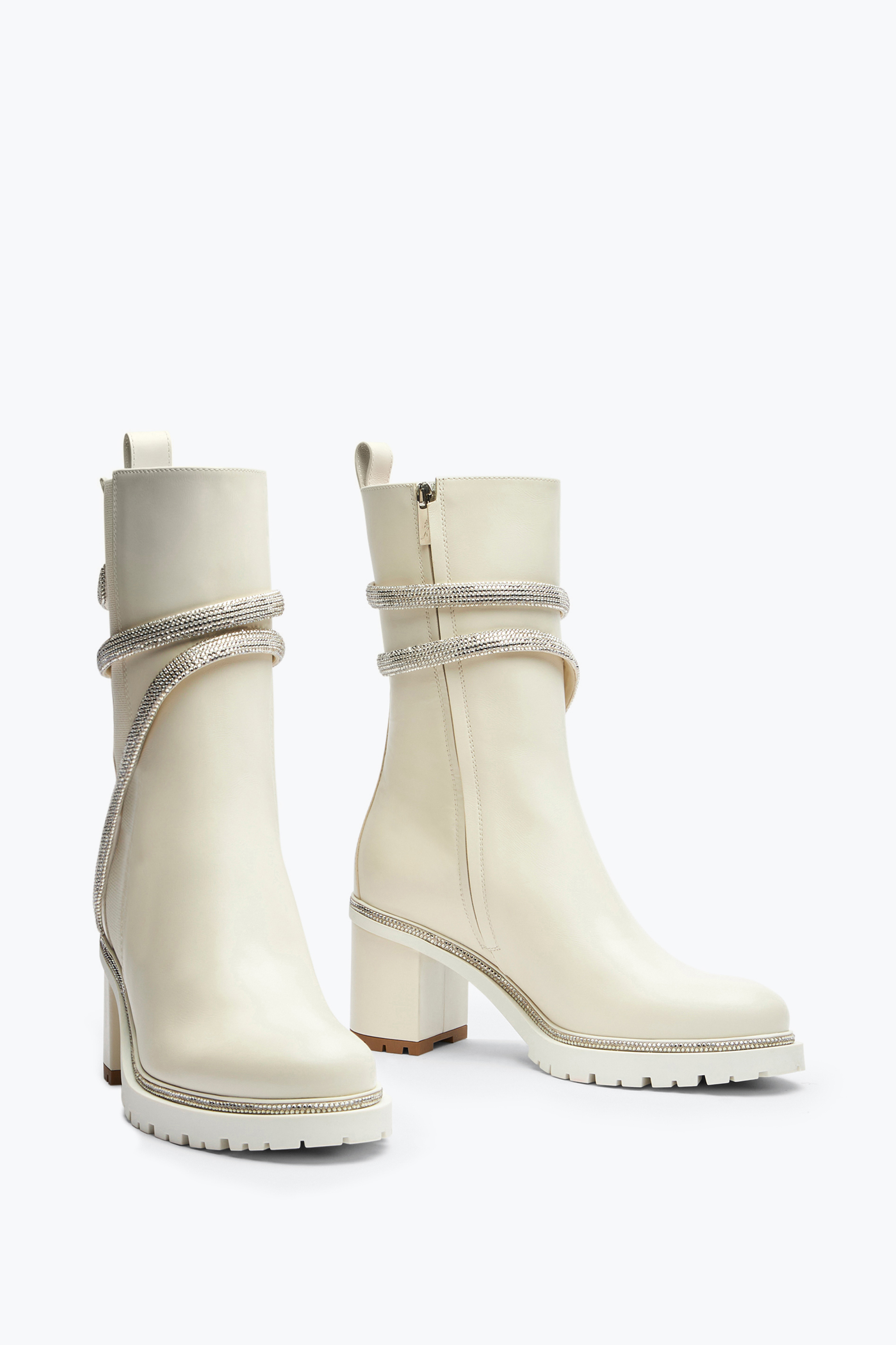  Ren&eacute; Caovilla Ren&eacute; Caovilla Cleo Crystal Ivory Bootie 60 Woman  White 