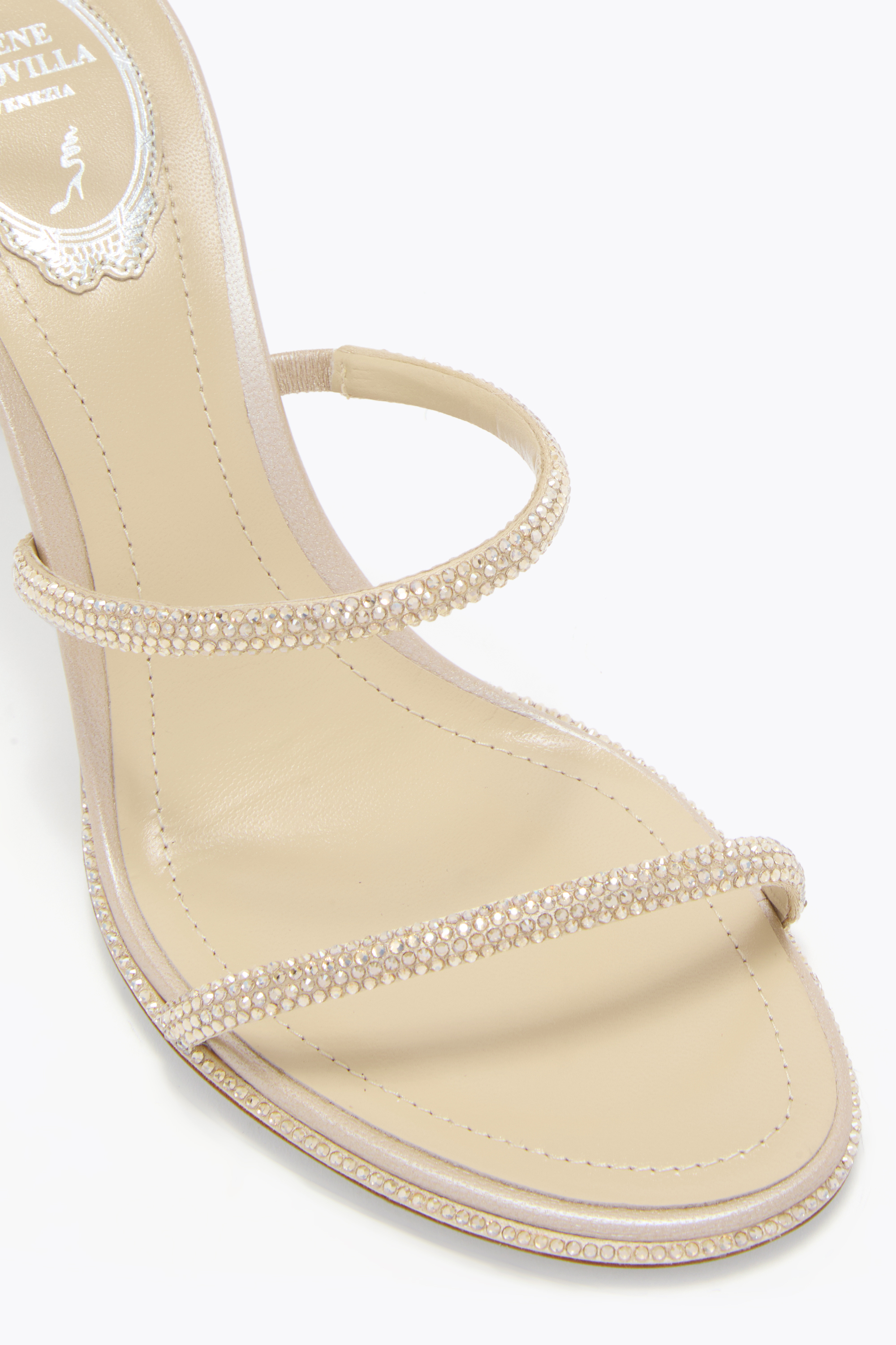 René Caovilla Cleo Champagne Sandal 80 In Gold