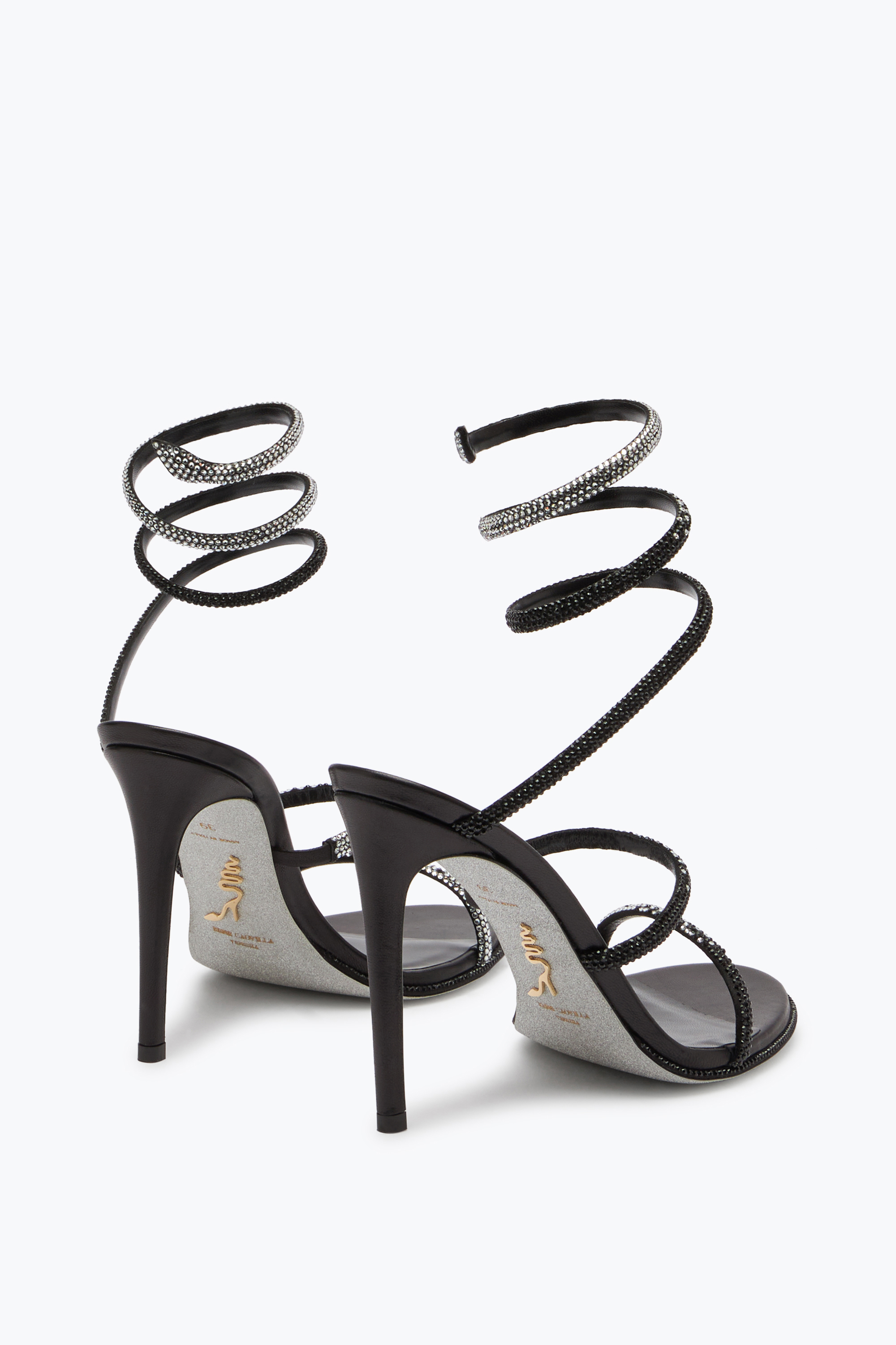 René Caovilla Cleo Crystal-embellished Strap Sandal 105 In Grey Jet