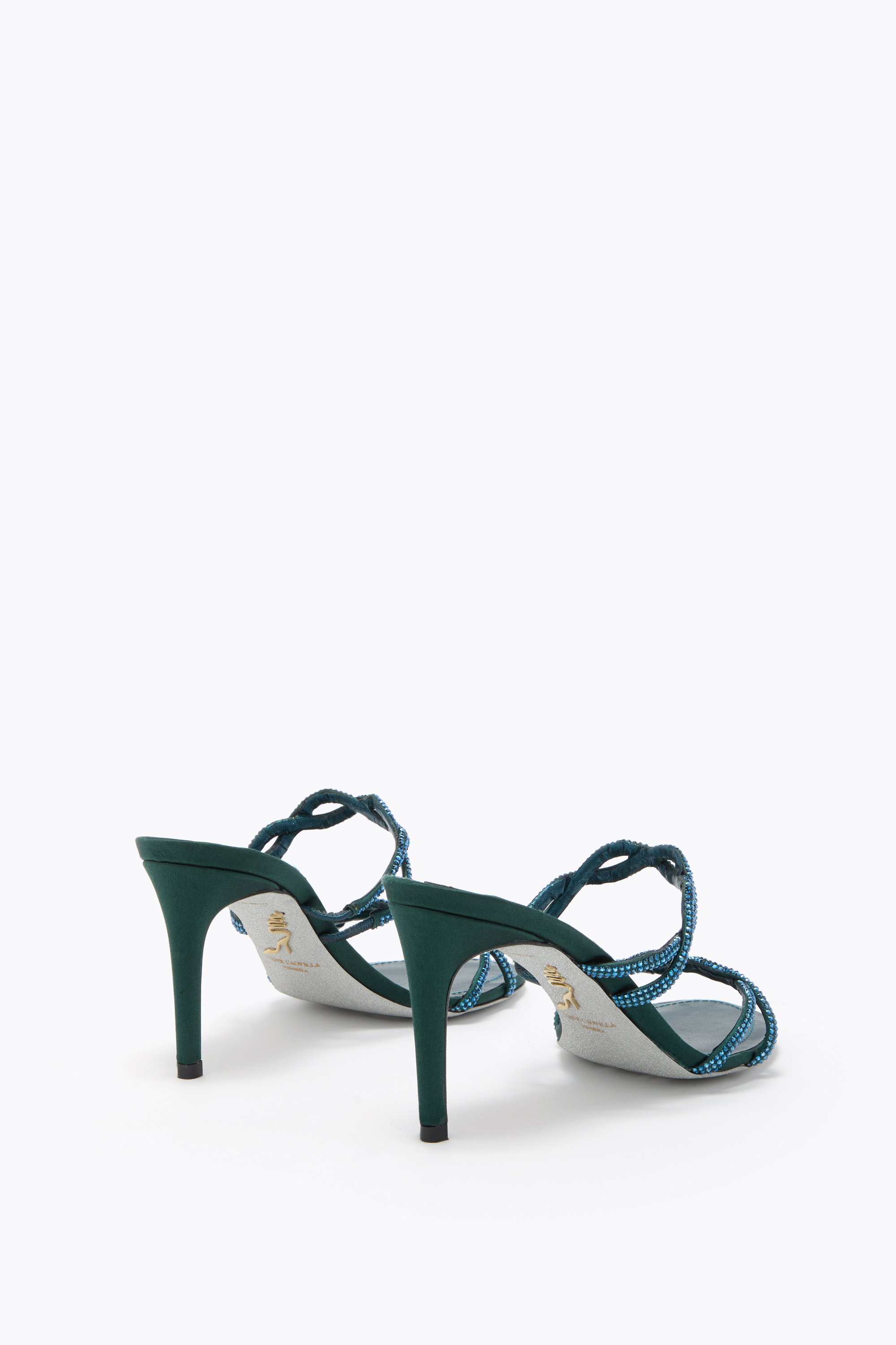 René Caovilla Braid Teal Mule 80 In Blue