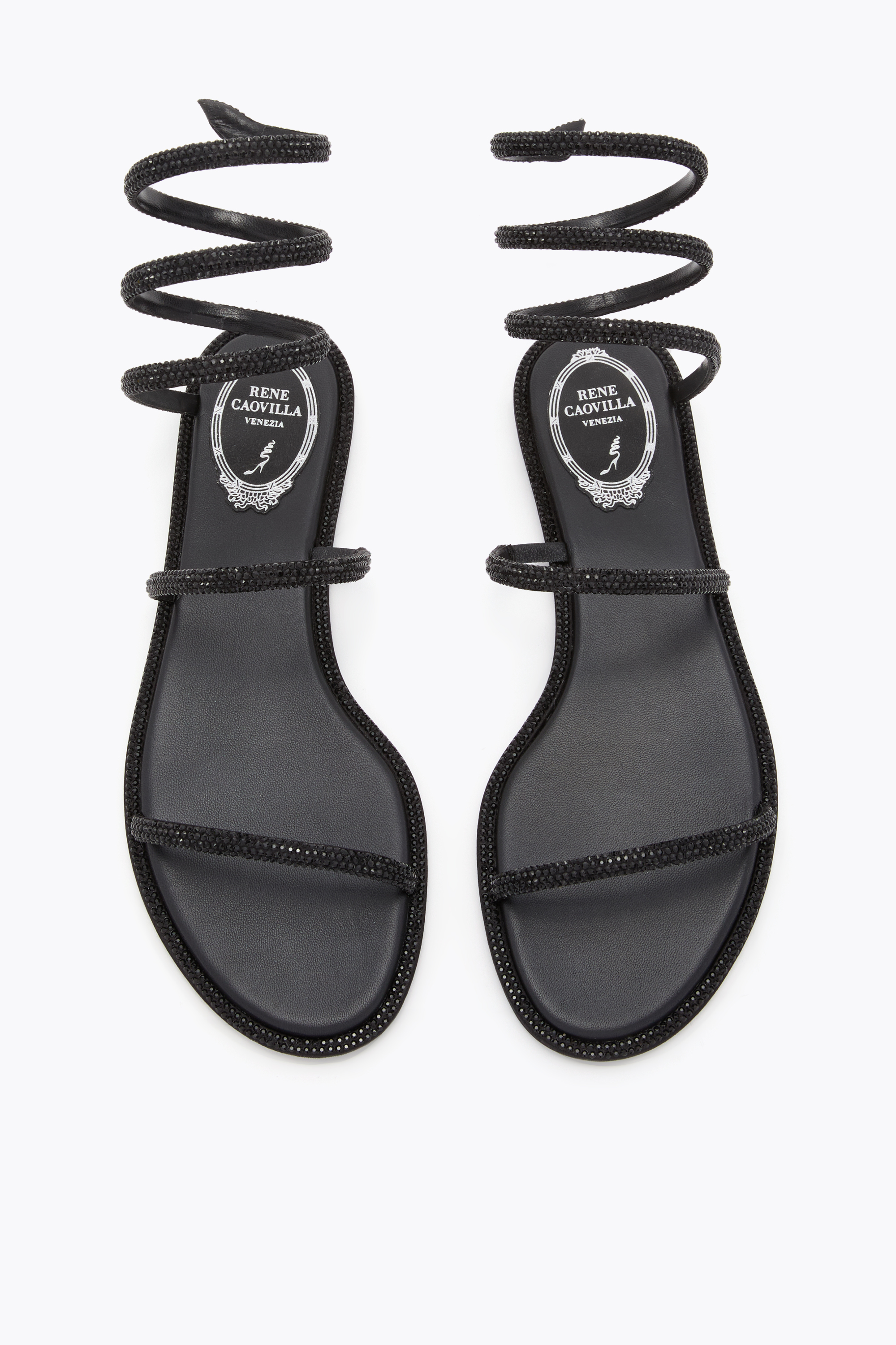 René Caovilla Rene Caovilla Embellished Satin Cleo Sandals In Black