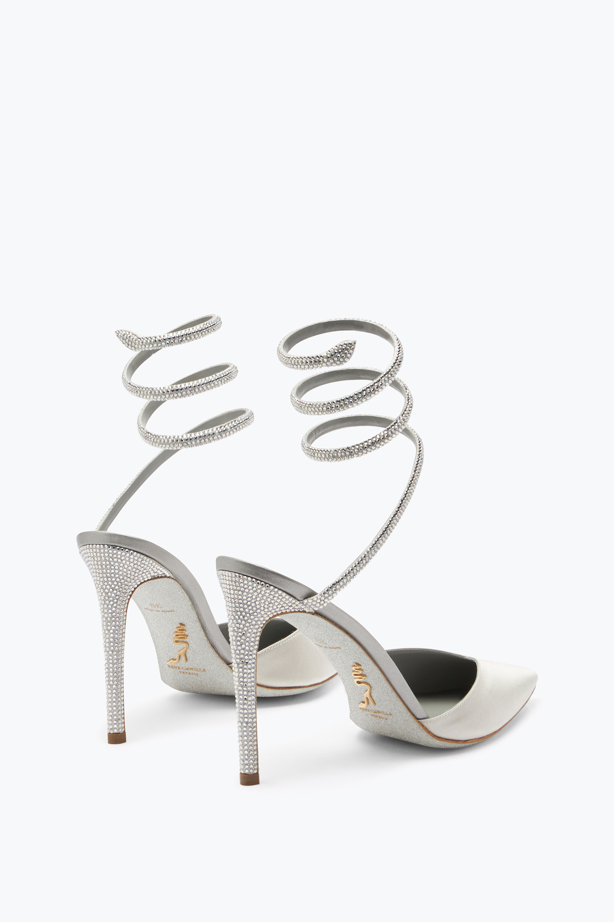  Ren&eacute; Caovilla Ren&eacute; Caovilla Cleo Crystal Gray Open-back Pump 105 Woman  Gray 