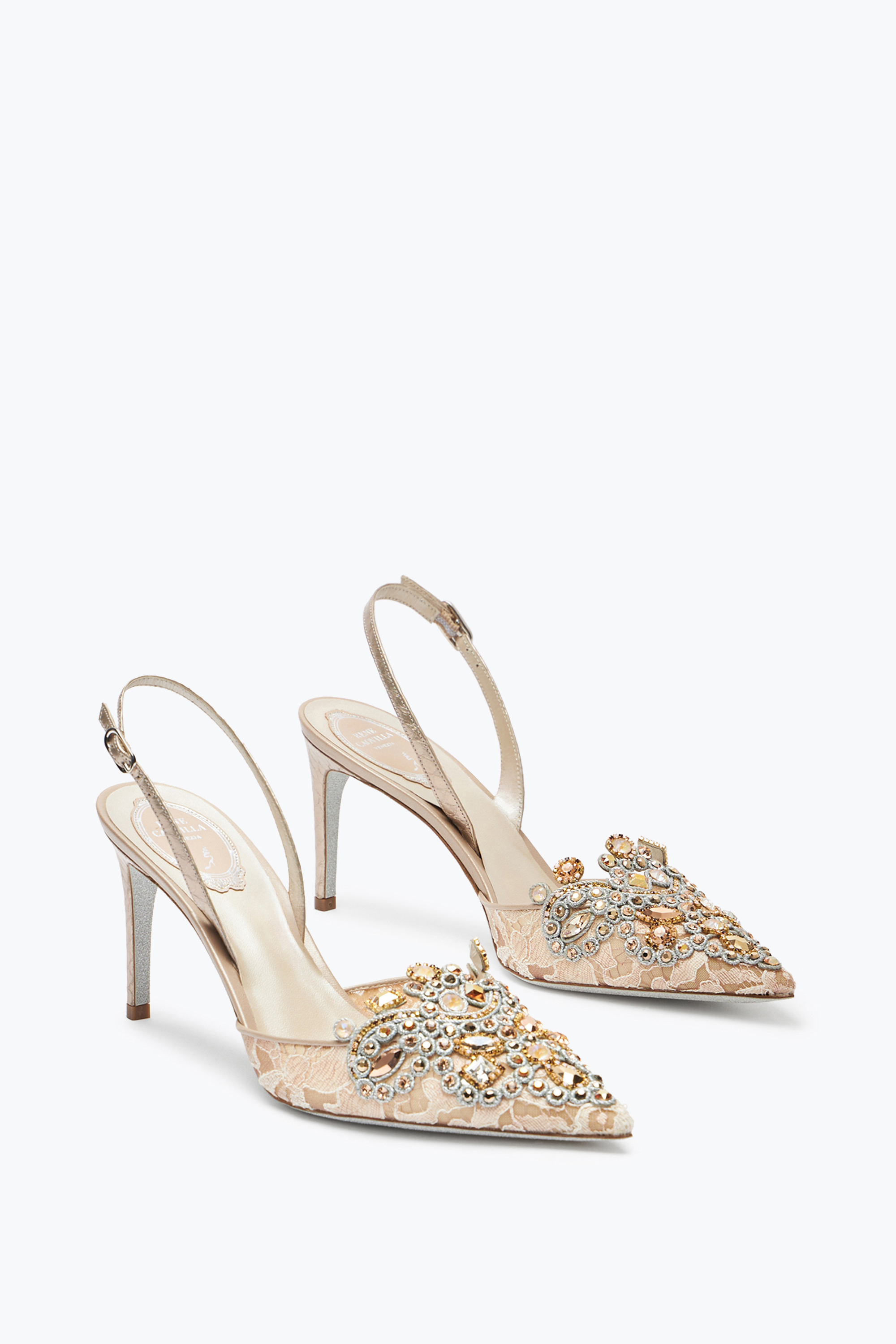  Ren&eacute; Caovilla Ren&eacute; Caovilla Veneziana Champagne Slingback 80 Frau  Champagne 