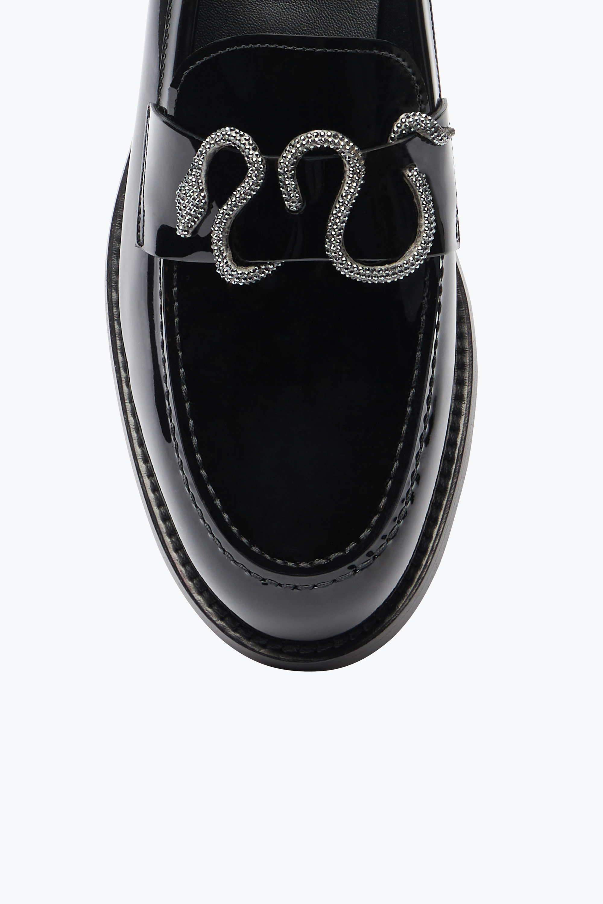 Shop René Caovilla Morgana Black Patent Loafer With Crystals 20