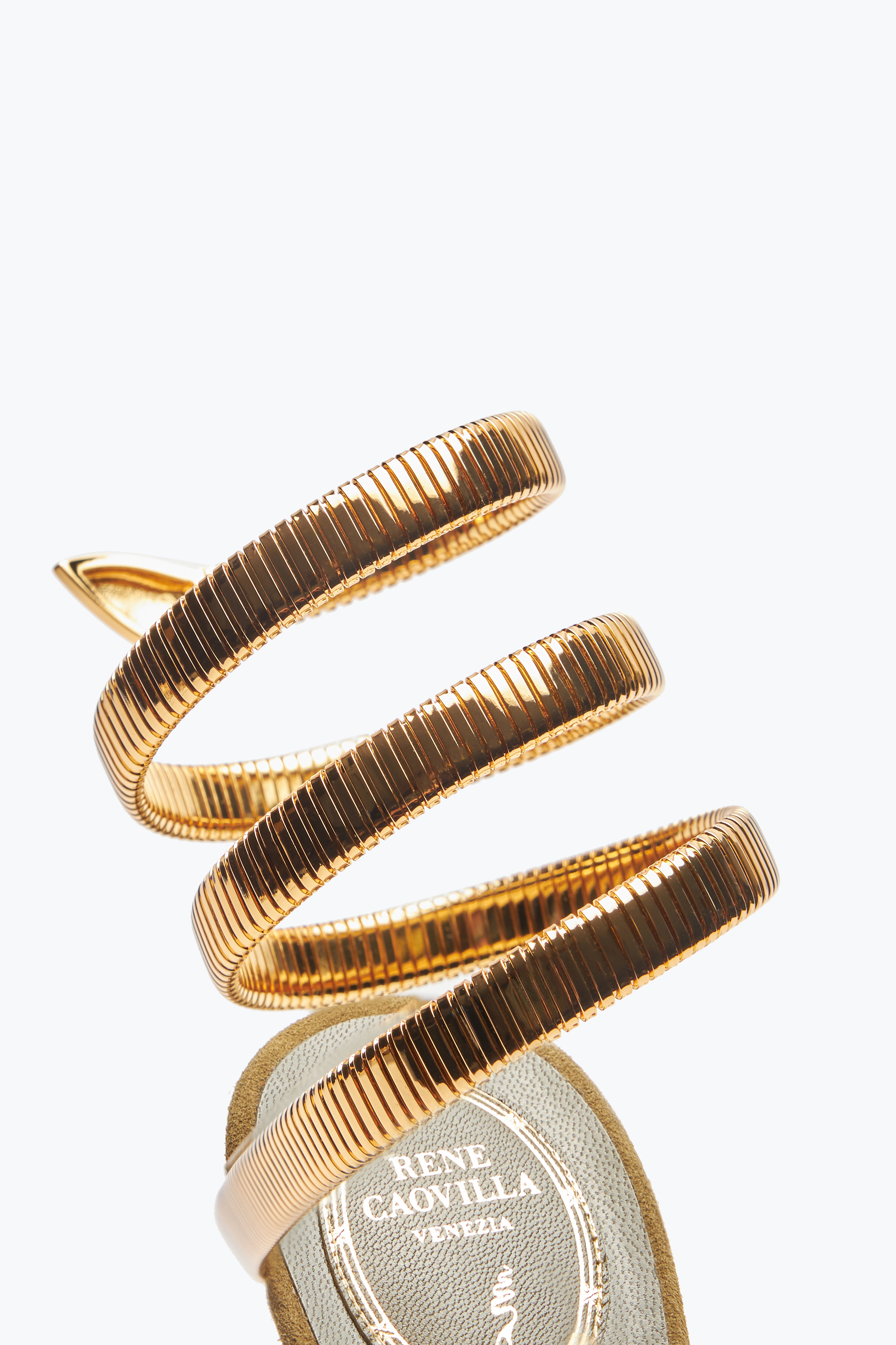 René Caovilla Juniper Gold And Khaki Sandal 105