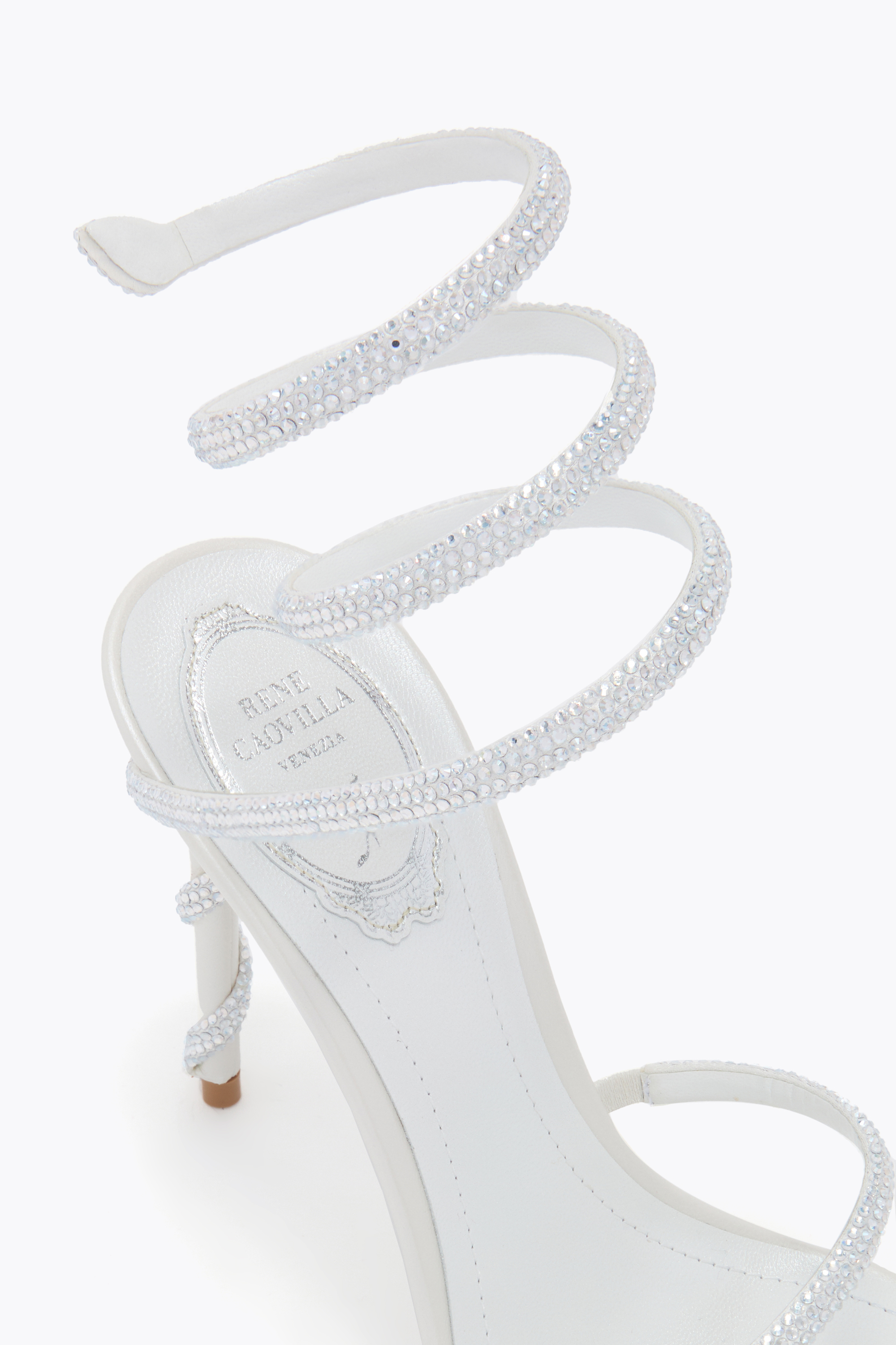 René Caovilla Margot Silver Sandal 105 In White