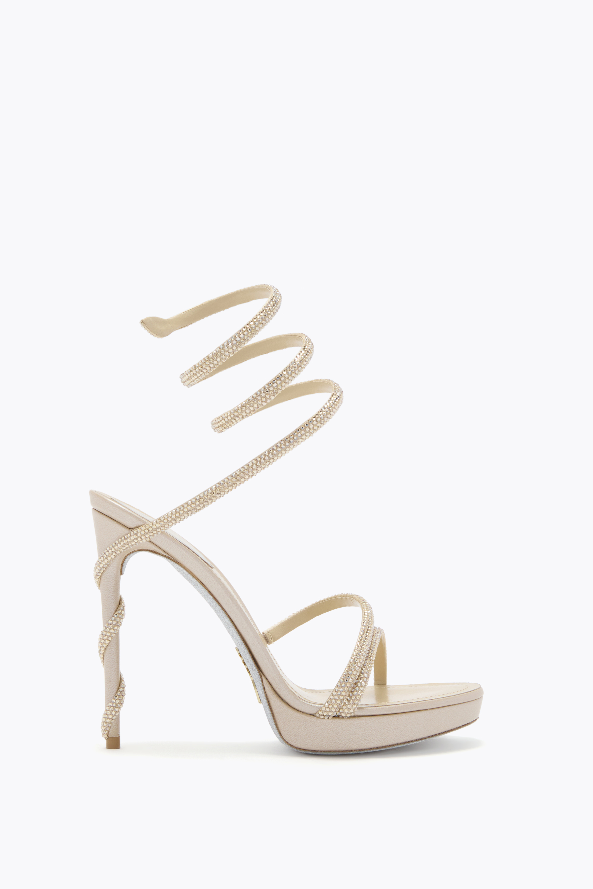 René Caovilla Margot Champagne Platform Sandal 120 In Gold
