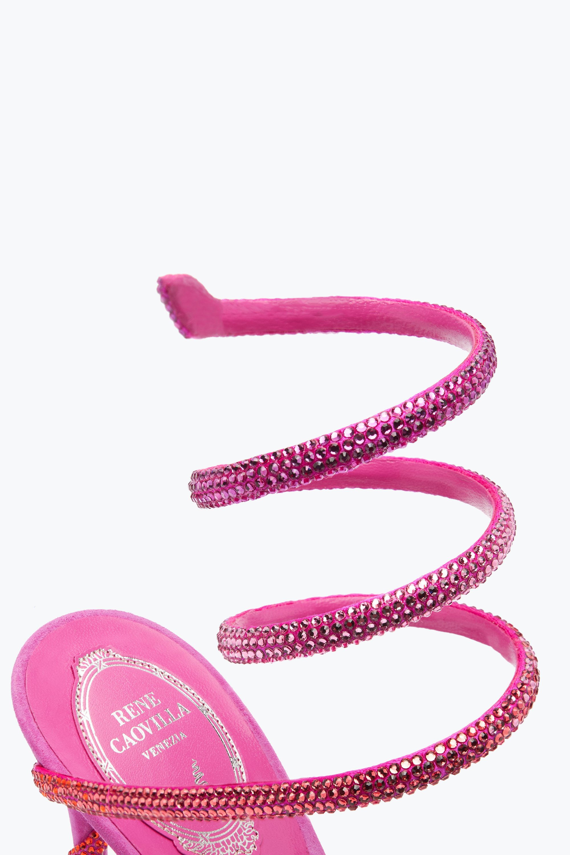 René Caovilla Margot Shocking Pink Sandal With Degradé Crystals 105