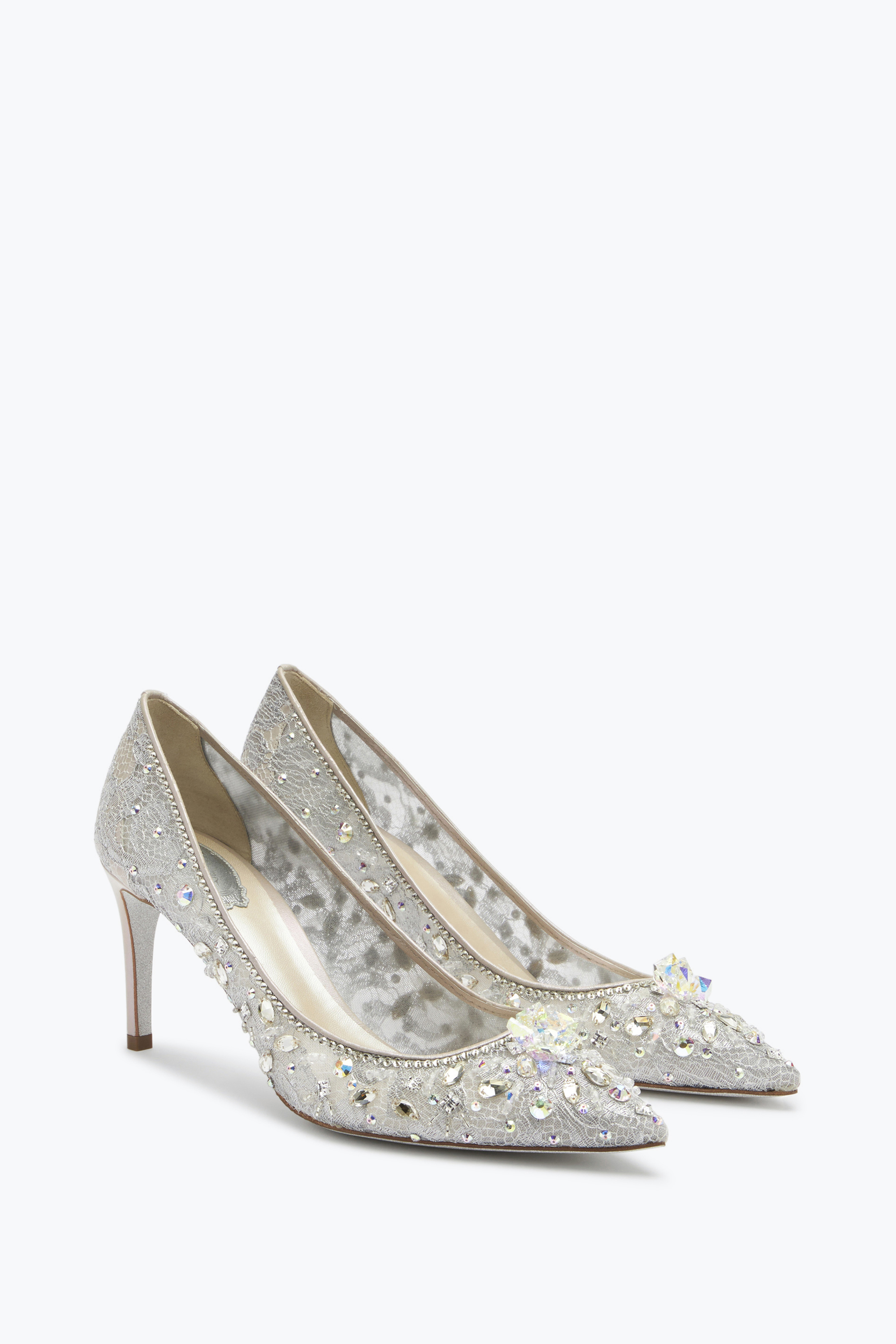  Ren&eacute; Caovilla Ren&eacute; Caovilla Grauer Spitzer Décolleté Cinderella Frau  Silber 