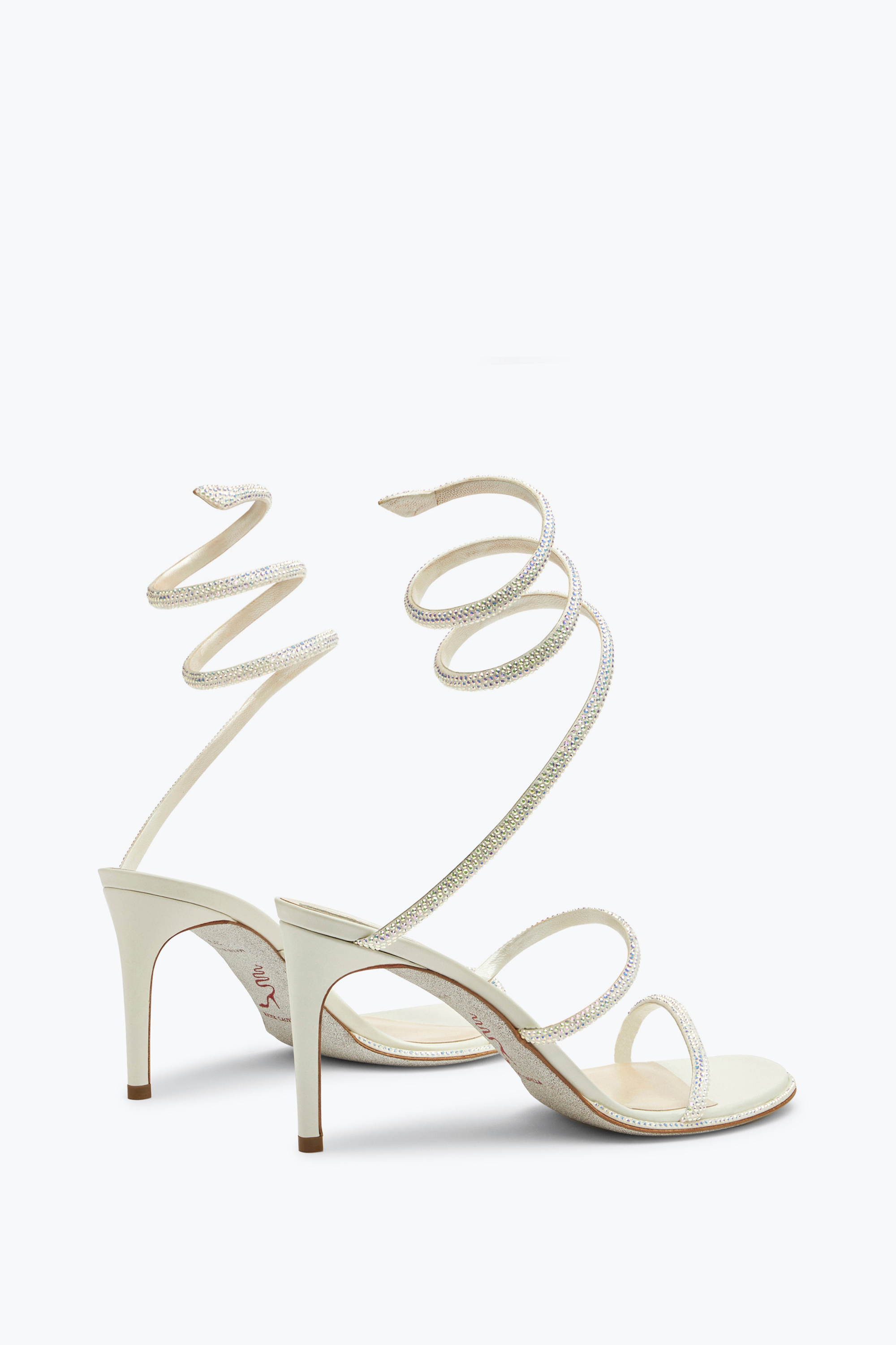  Ren&eacute; Caovilla Ren&eacute; Caovilla Abendsandalette Aus Weißem Satin Cleo Frau  Weiss 