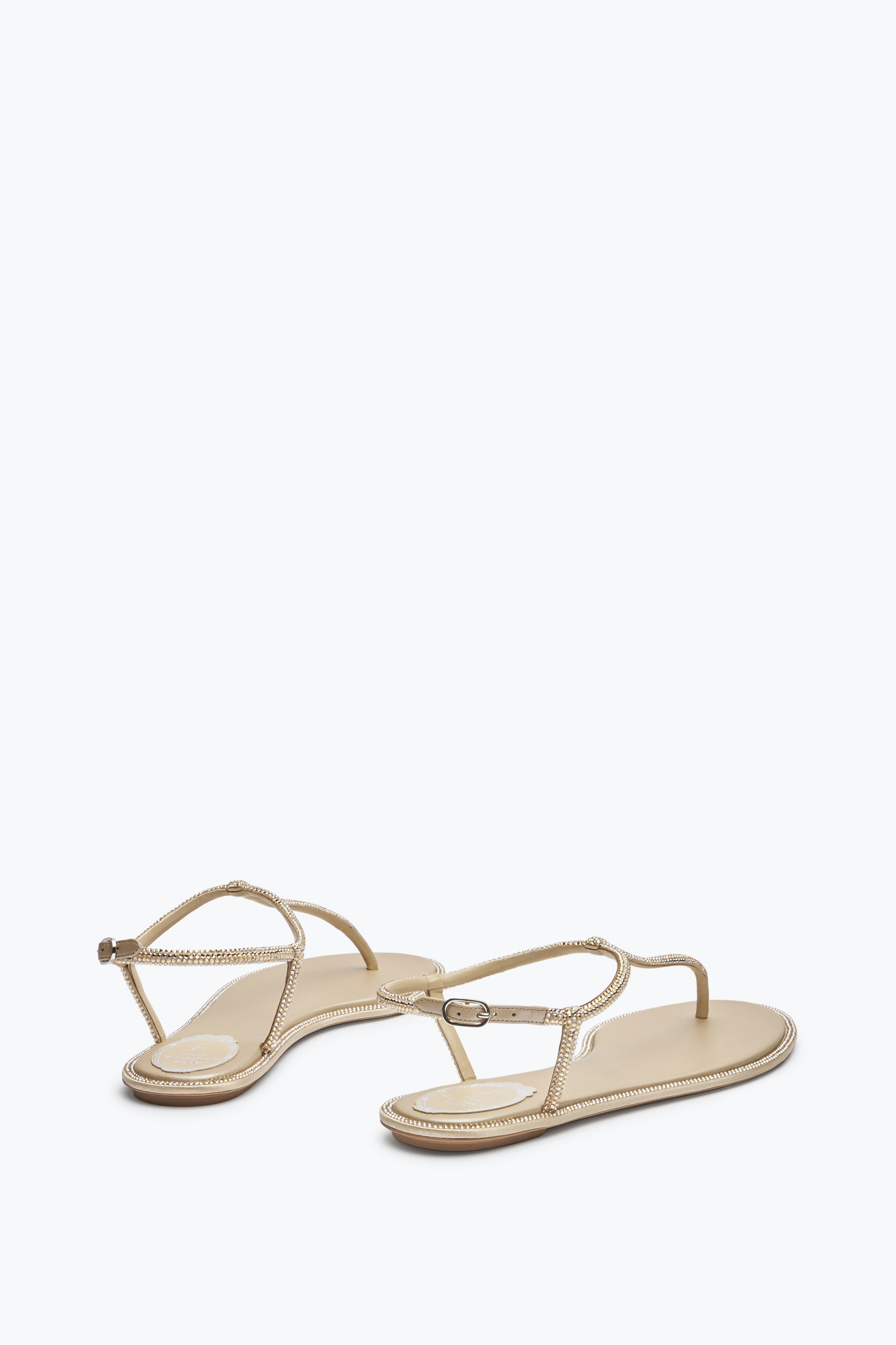 René Caovilla Rene Caovilla Diana 10 Crystal Flat Sandals In Neutral