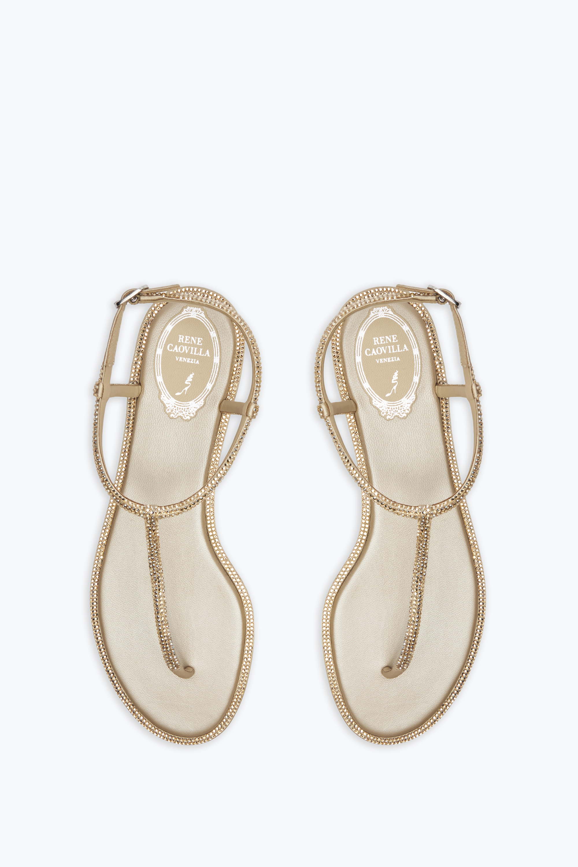René Caovilla Rene Caovilla Diana 10 Crystal Flat Sandals In Neutral