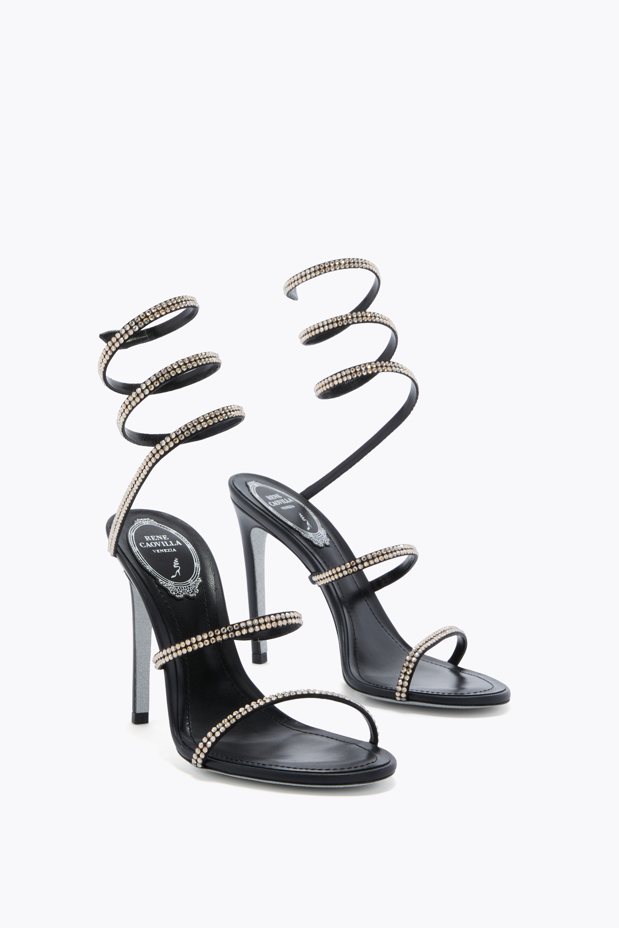 René Caovilla Leather Embellished Cleo Ii Heeled Sandals 105 In Black