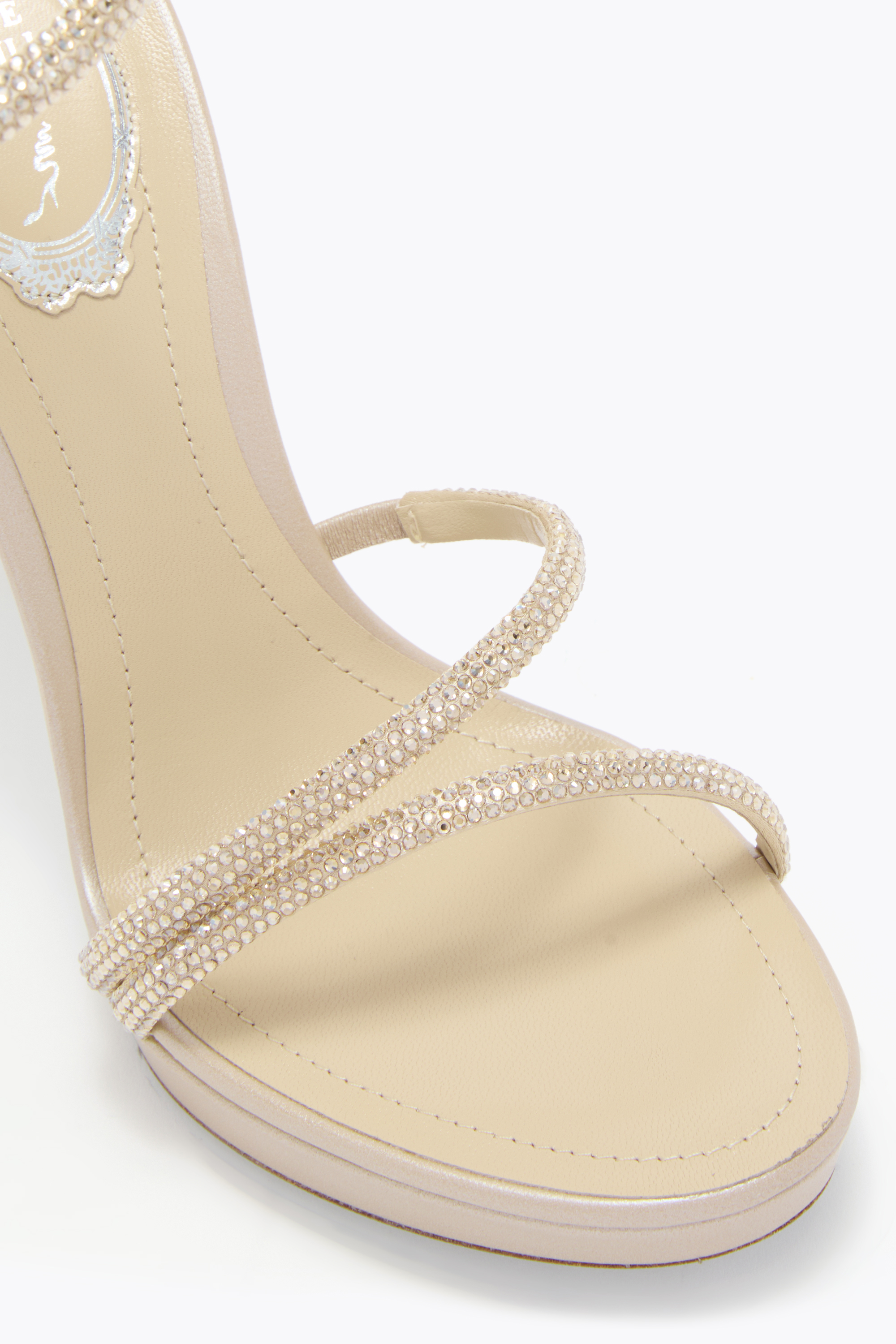 René Caovilla Margot Champagne Platform Sandal 120 In Gold