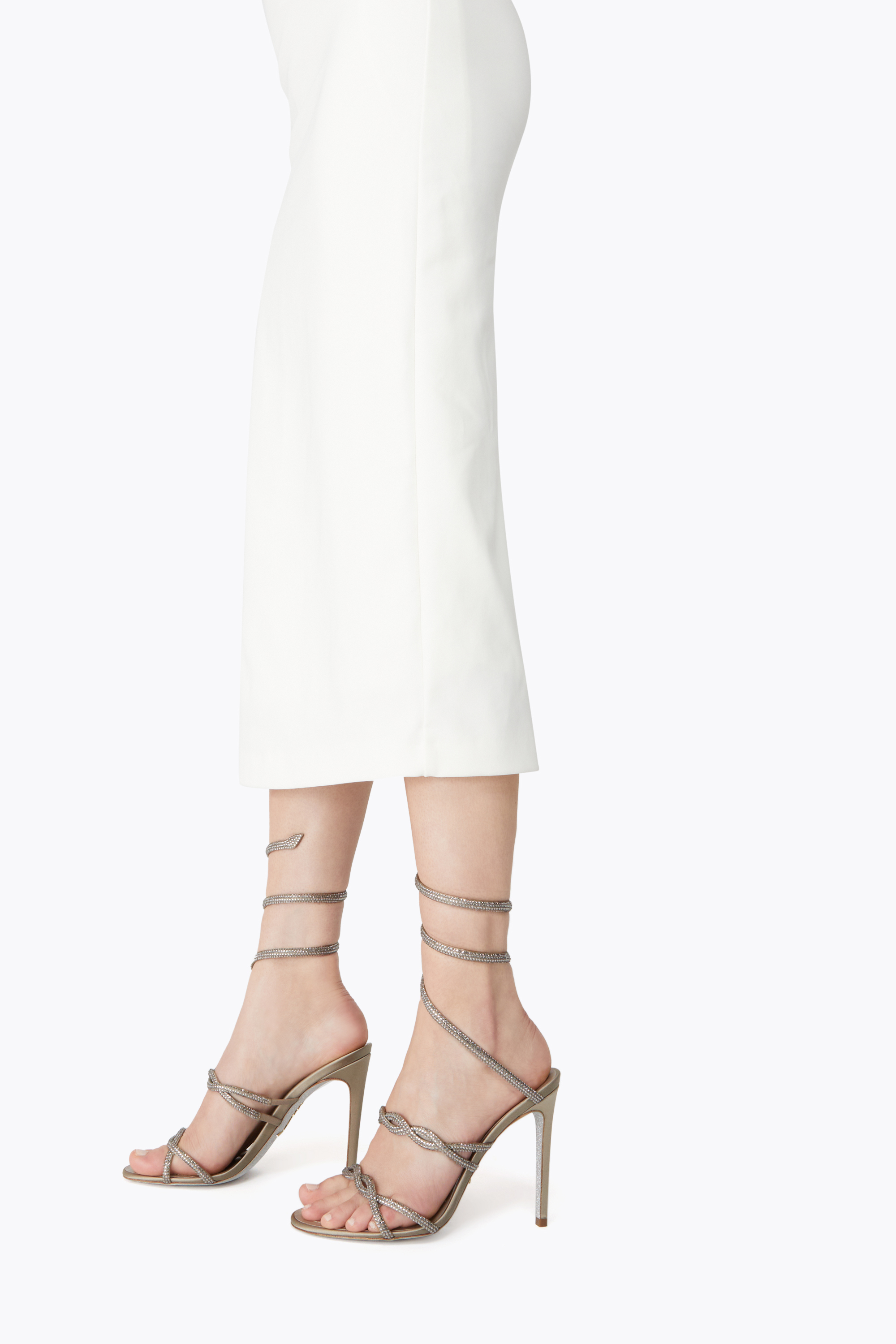 René Caovilla 110mm Crystal-embellished Spiral-wrap Sandals In White