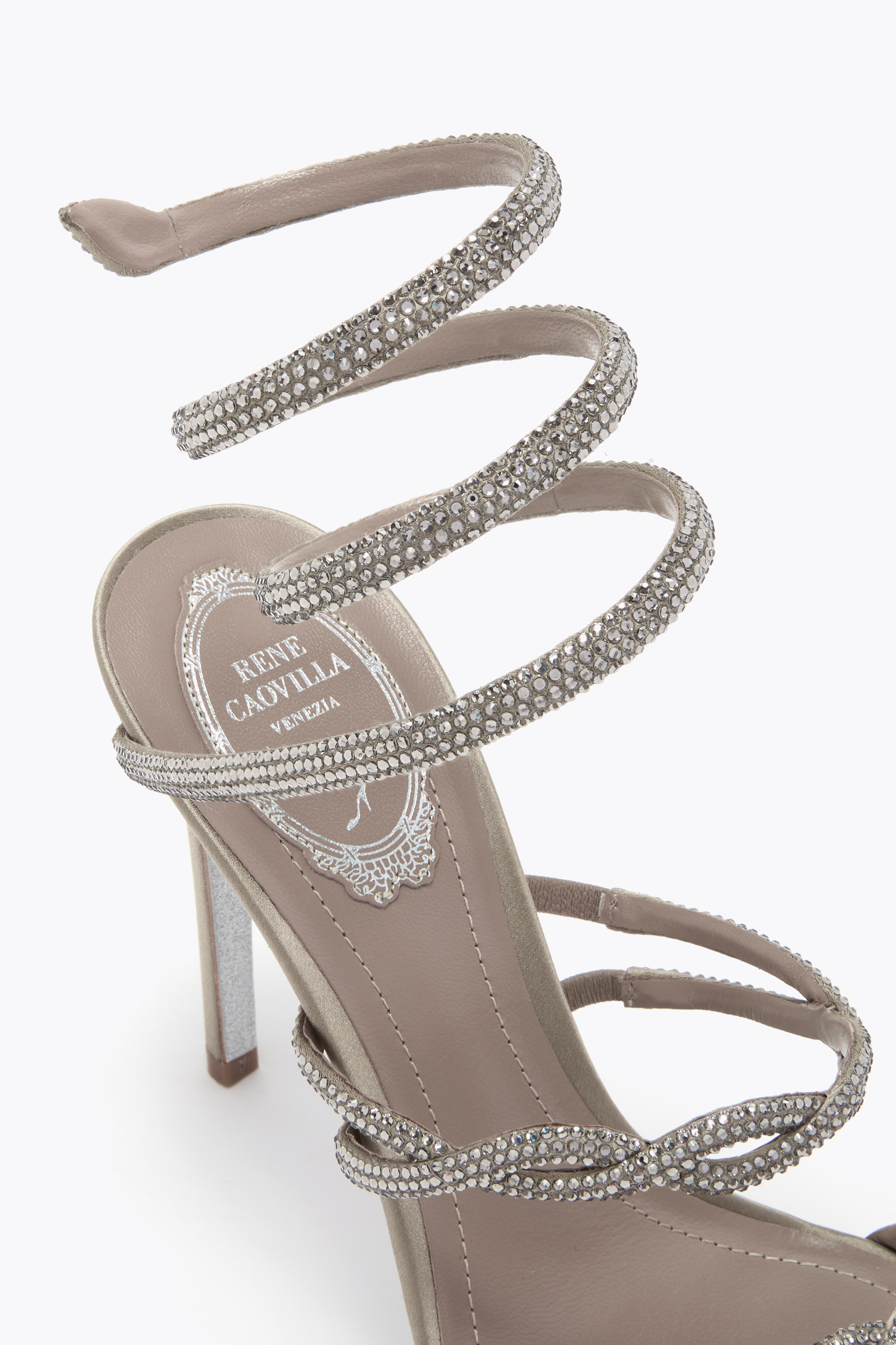 René Caovilla 110mm Crystal-embellished Spiral-wrap Sandals In White