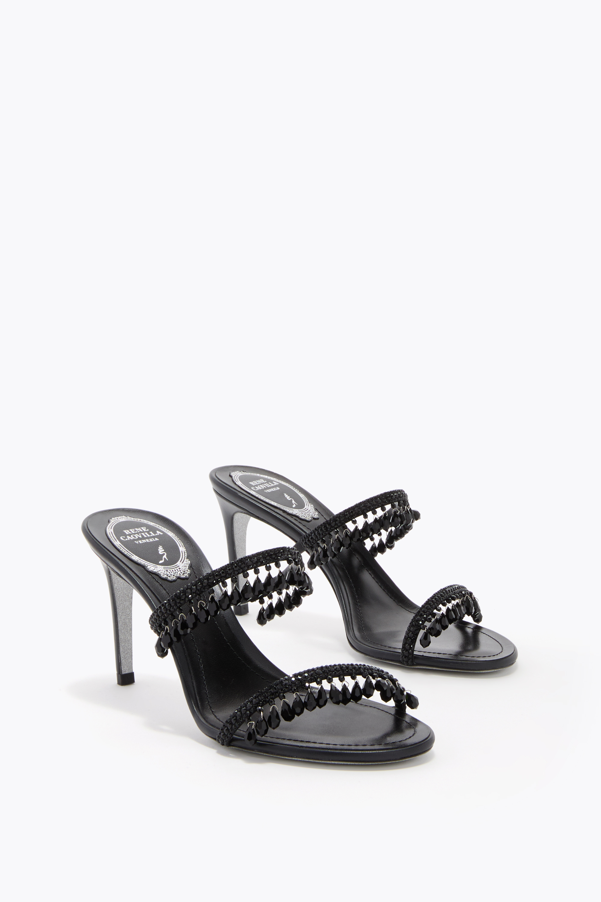  Ren&eacute; Caovilla Ren&eacute; Caovilla Chandelier Mule 80 In Schwarz Frau  Gold 