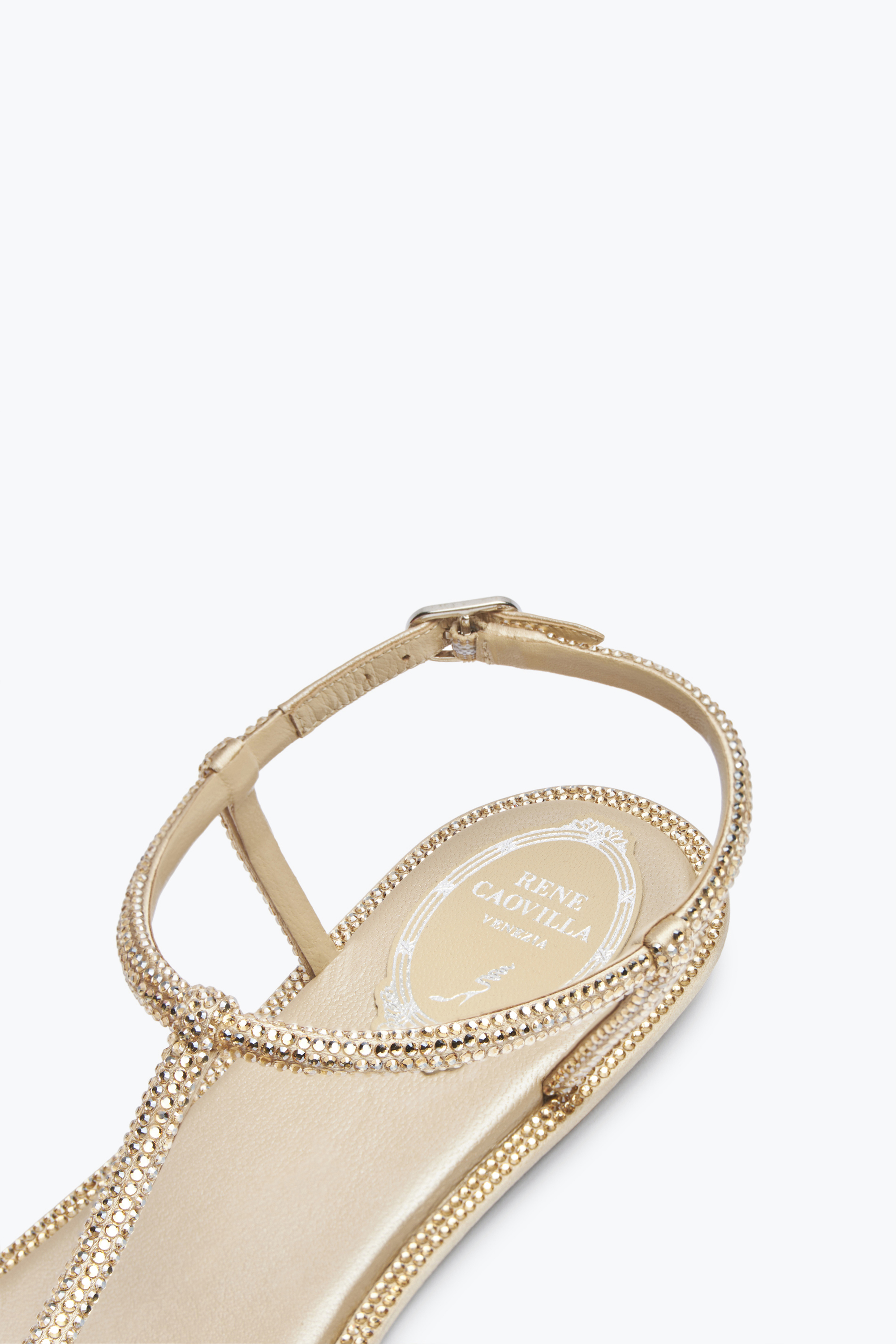 René Caovilla Rene Caovilla Diana 10 Crystal Flat Sandals In Neutral