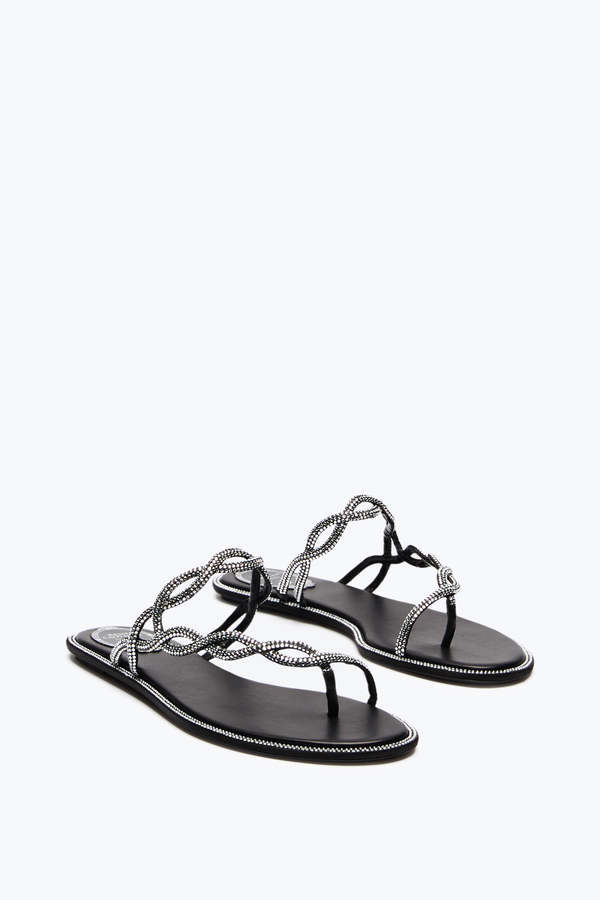 René Caovilla Rene Caovilla Black Flat Braid Sandal 10