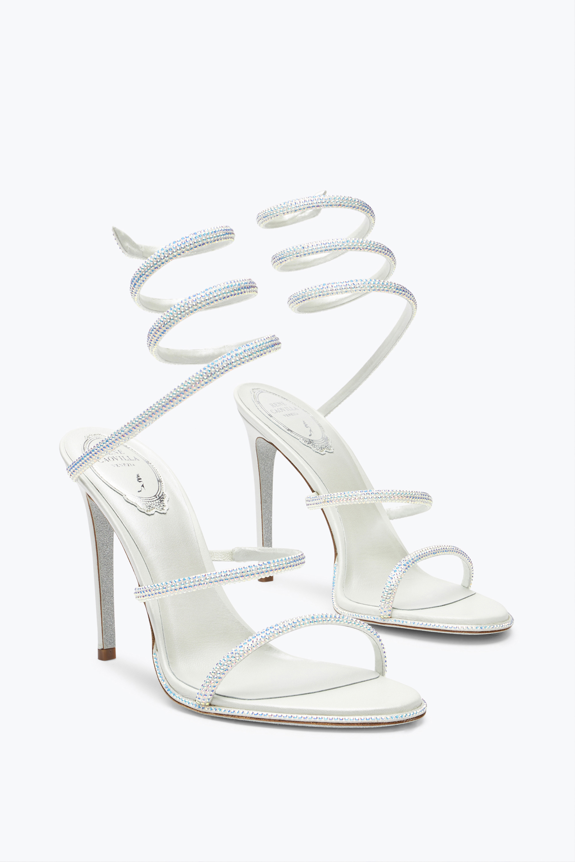  Ren&eacute; Caovilla Ren&eacute; Caovilla Sandalette Mit Strasssteinchen Cleo Frau  Weiss 