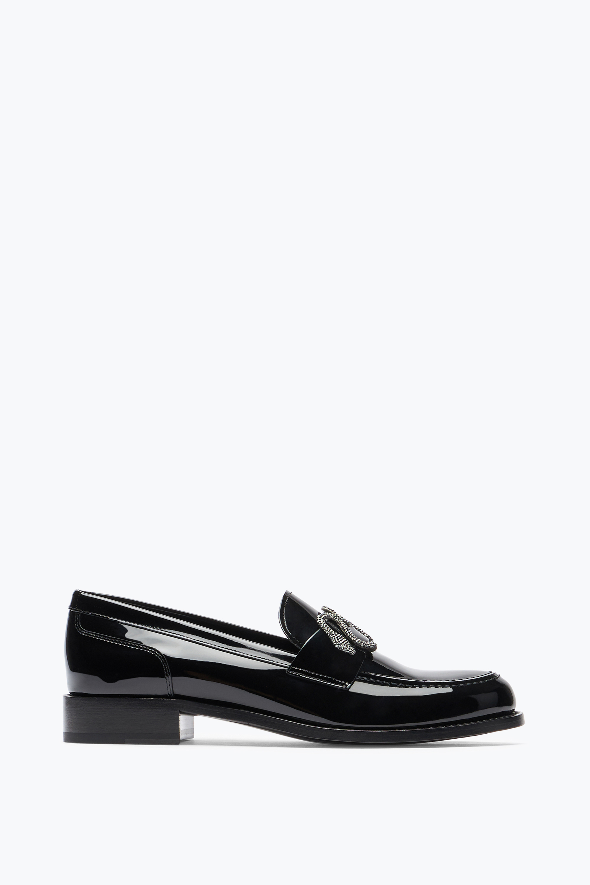 Shop René Caovilla Morgana Black Patent Loafer With Crystals 20