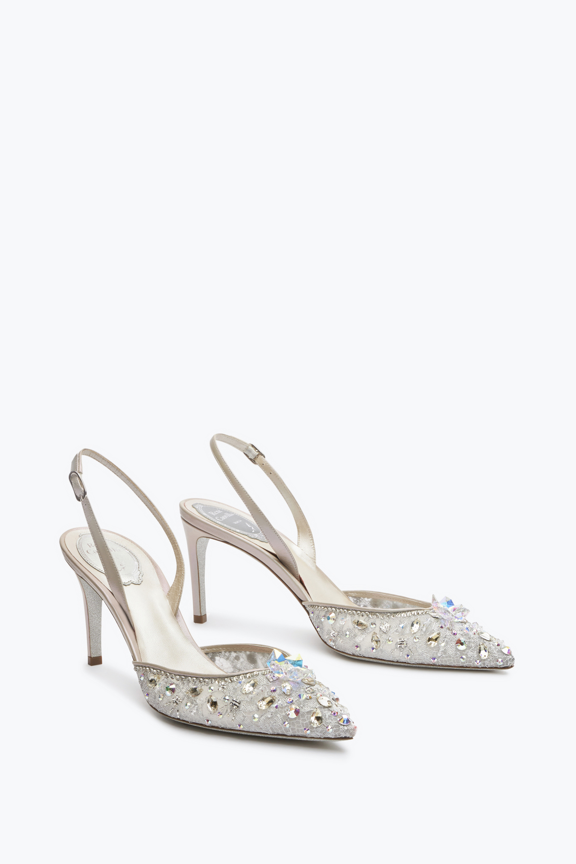  Ren&eacute; Caovilla Ren&eacute; Caovilla Silberfarbene Slingpumps Cinderella Frau  Silber 