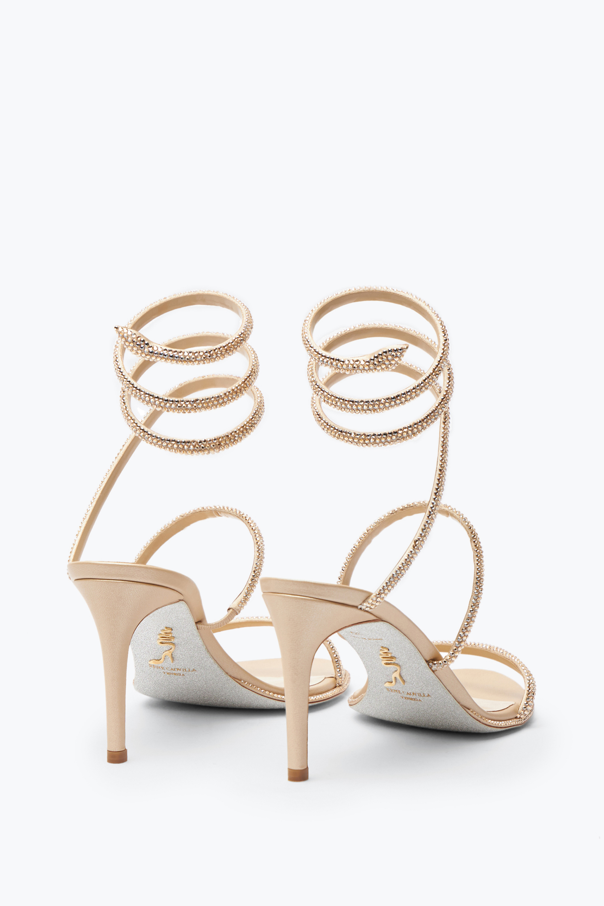 René Caovilla Rene Caovilla Womens Blush Cleo 80 Crystal-embellished Leather Heeled Sandals