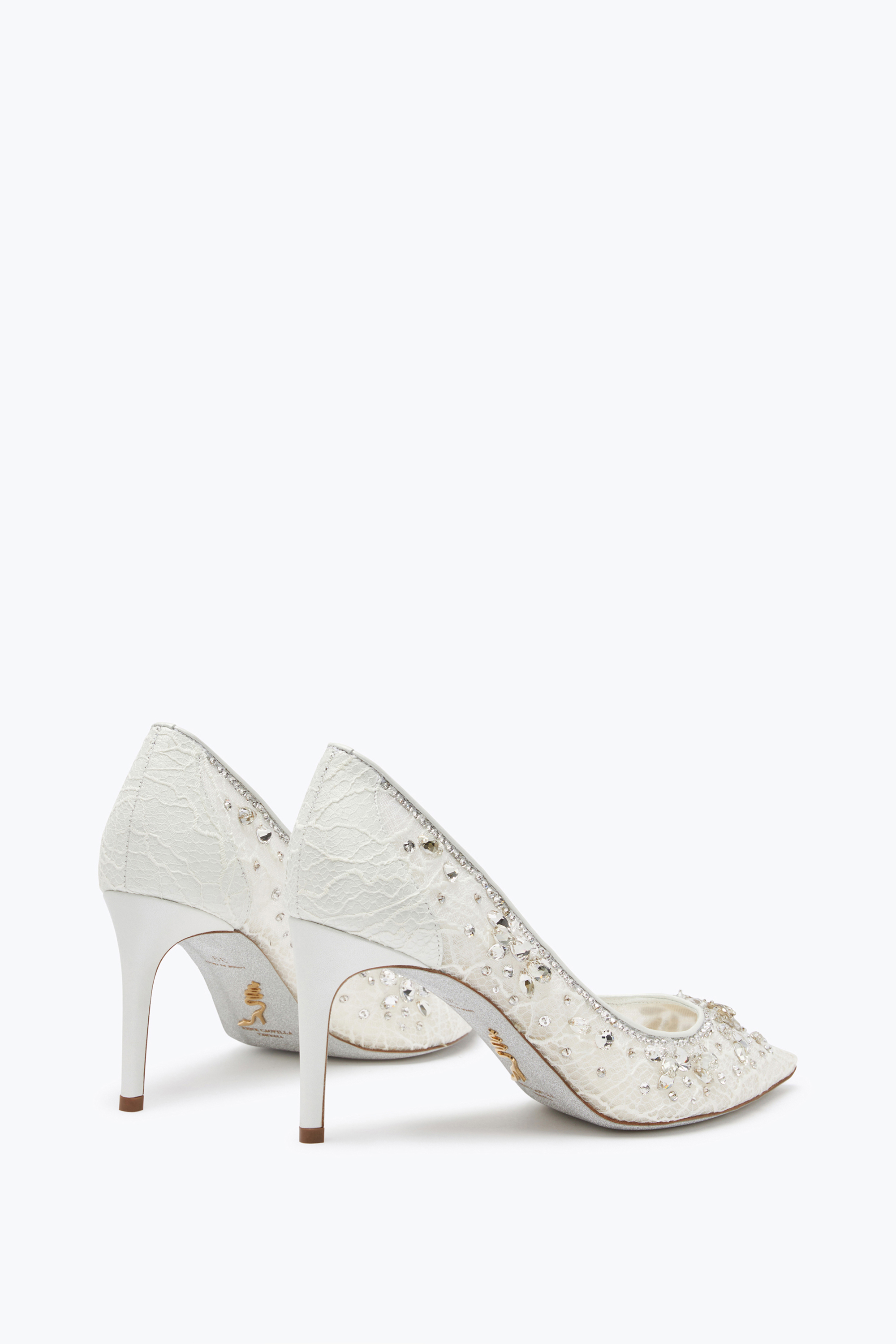  Ren&eacute; Caovilla Ren&eacute; Caovilla Cinderella Kristallweiße Pumps 80 Frau  Weiss 