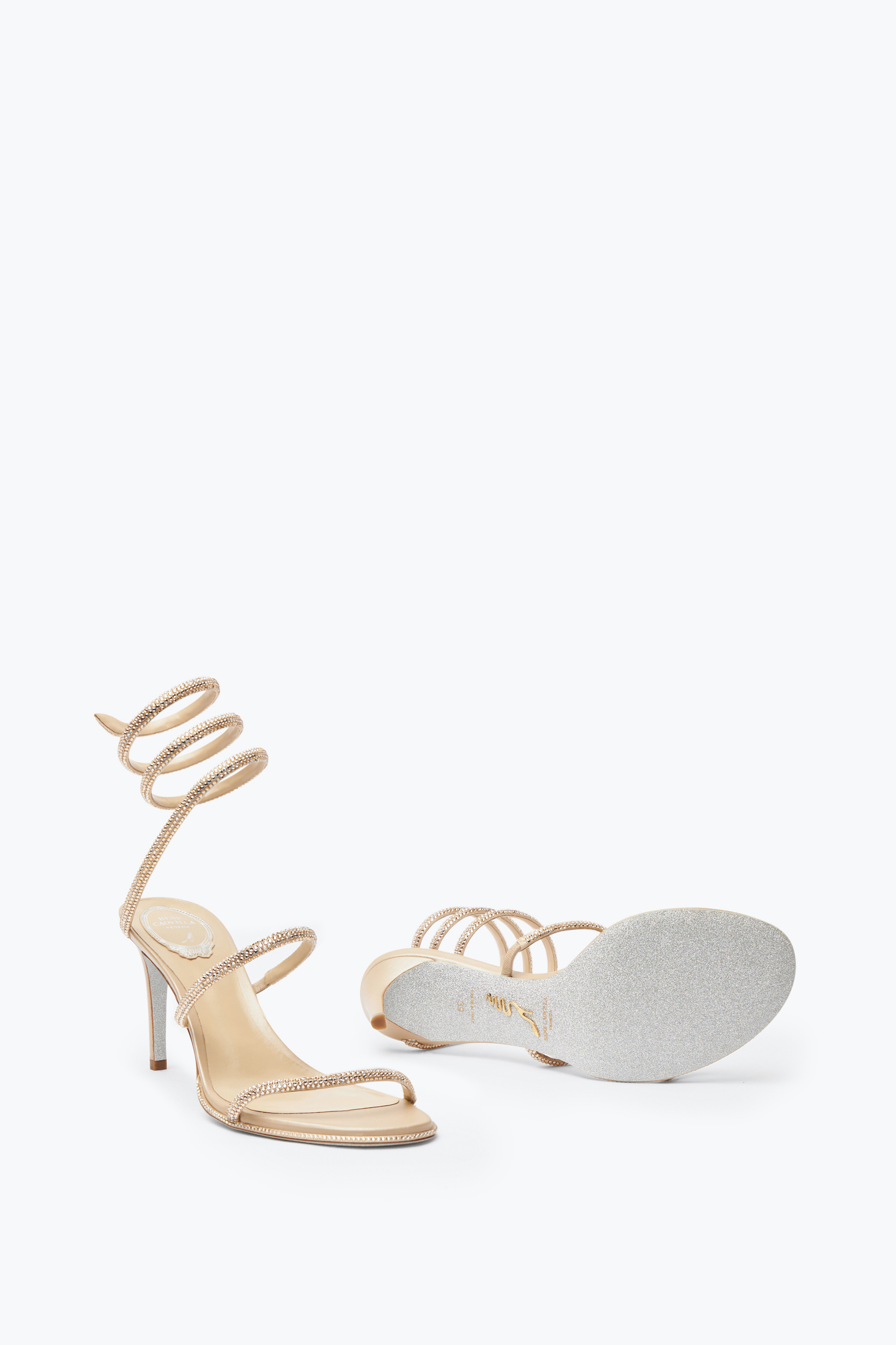 René Caovilla Rene Caovilla Womens Blush Cleo 80 Crystal-embellished Leather Heeled Sandals
