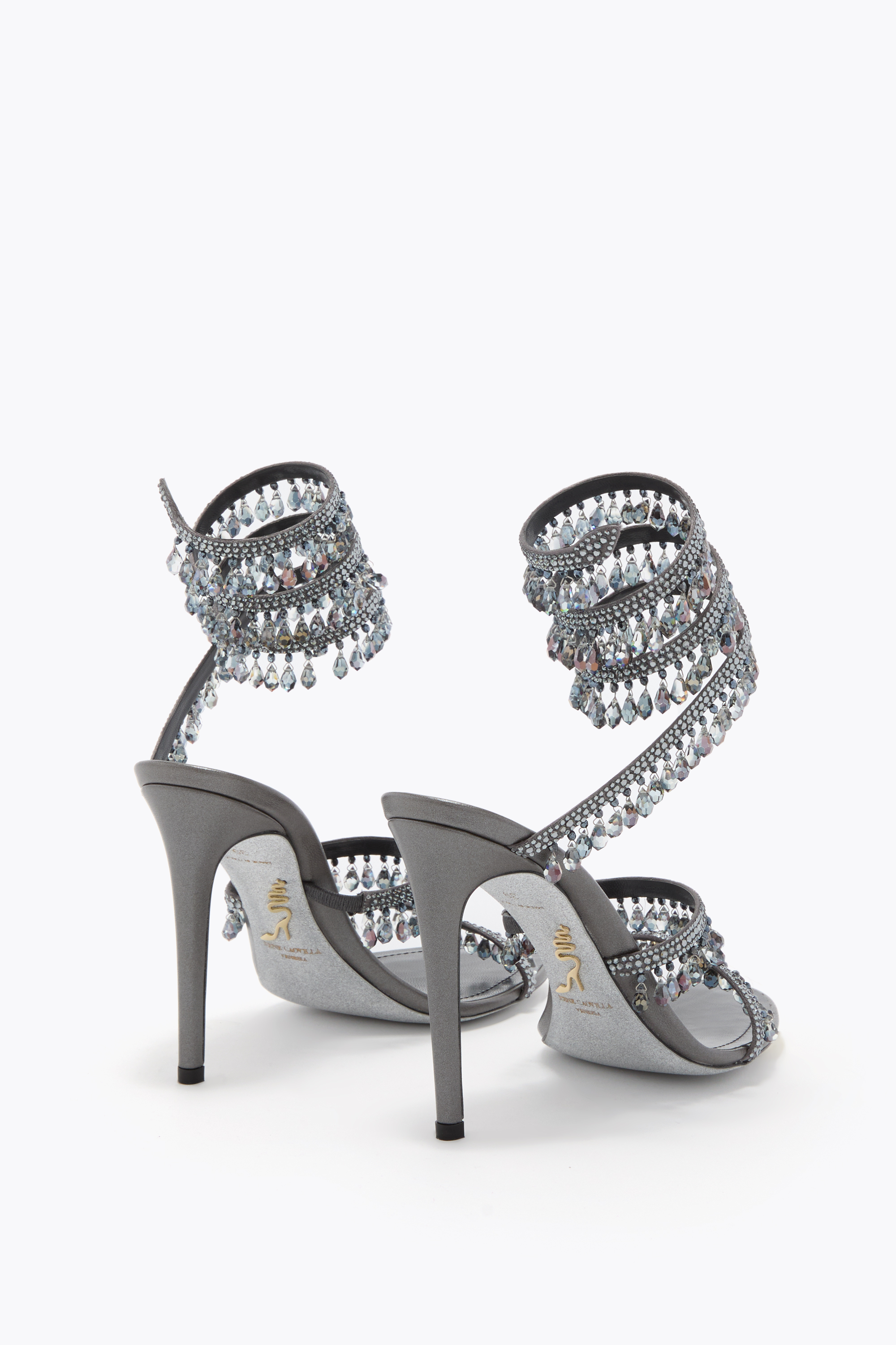 René Caovilla Chandelier Gunmetal Sandal 105 In Gray