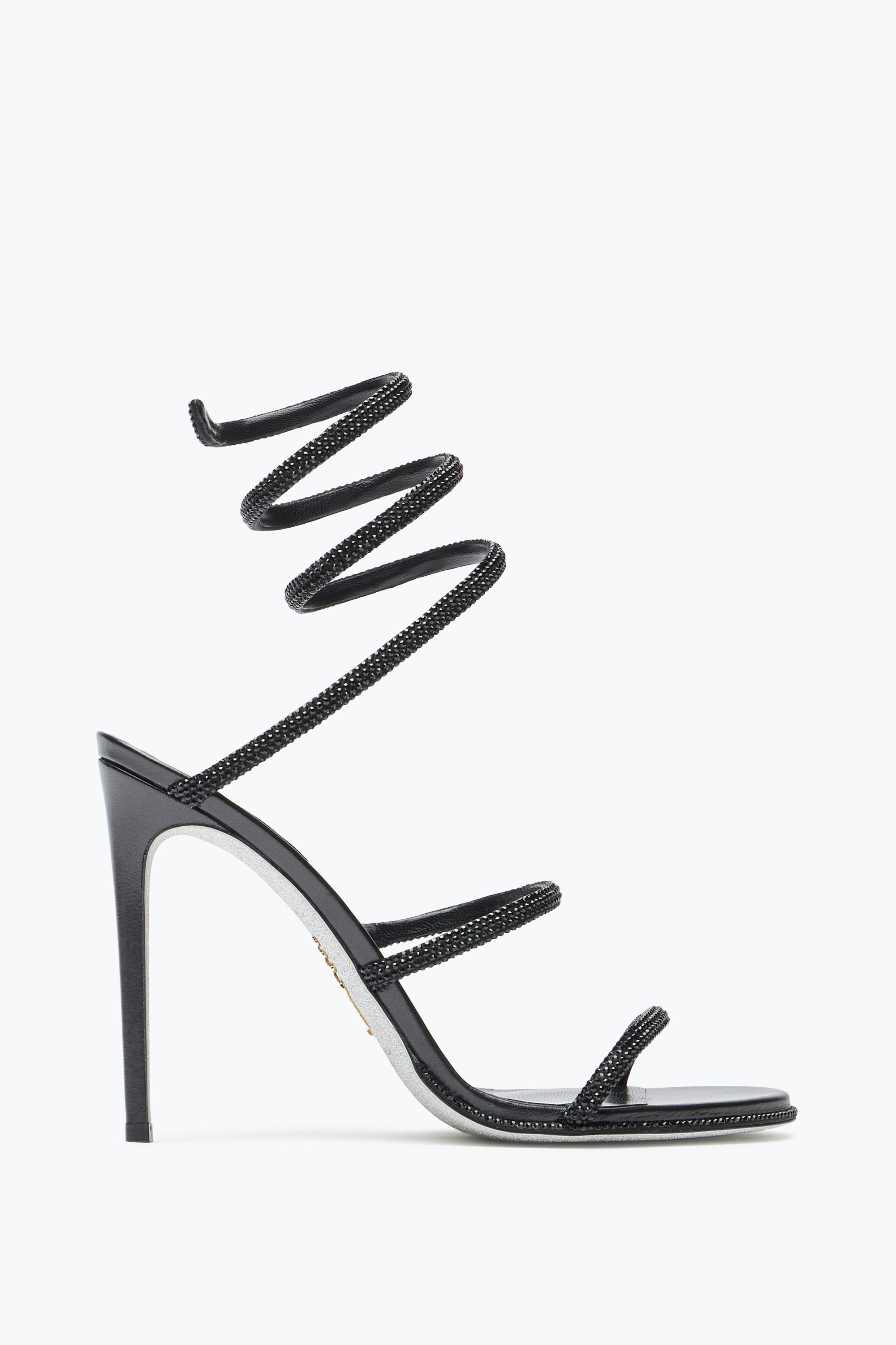 René Caovilla Spiral Strap Open Toe Sandals With Heel In Animal Print