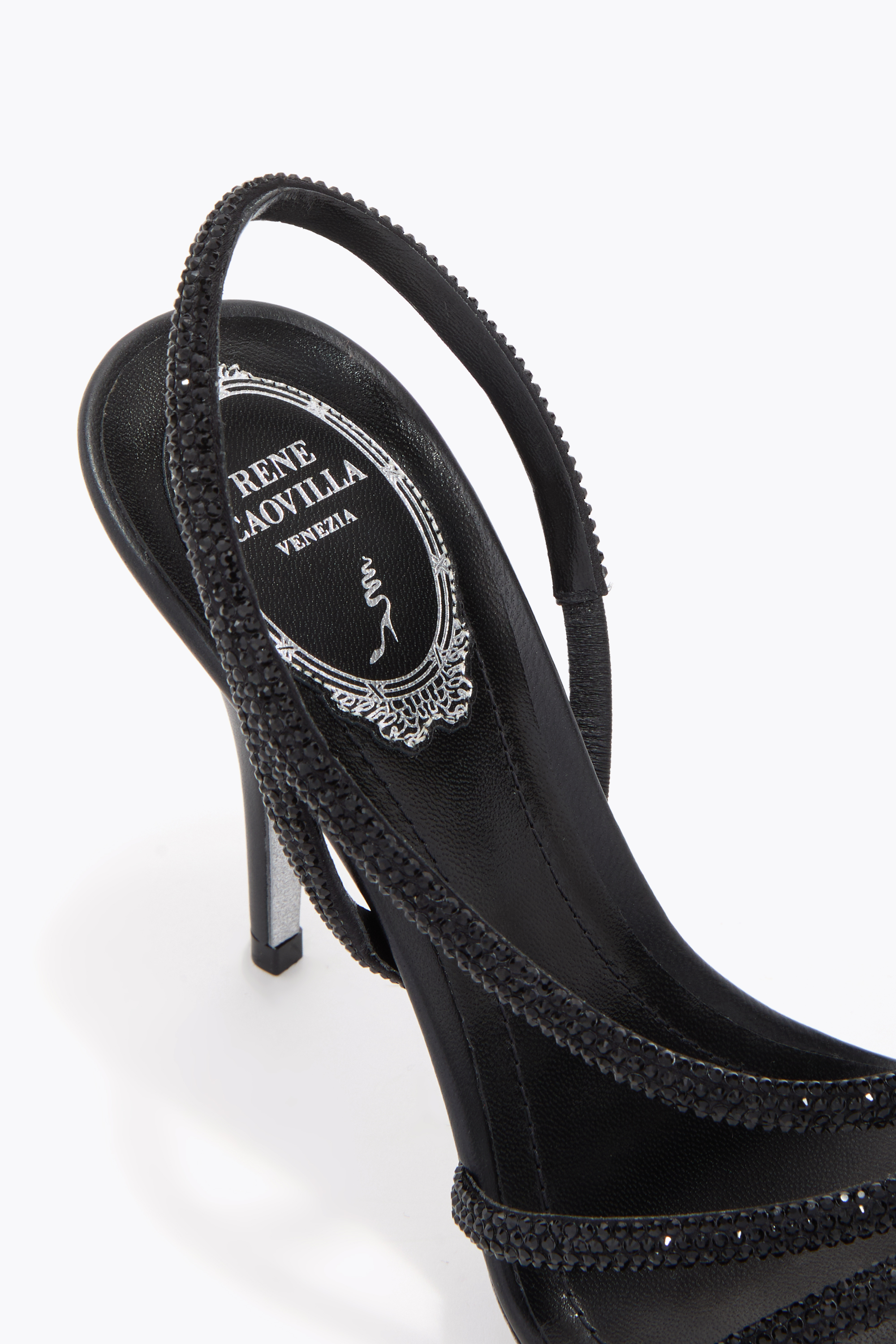 René Caovilla Erin Sandals Open Toe Textured Straps In Black