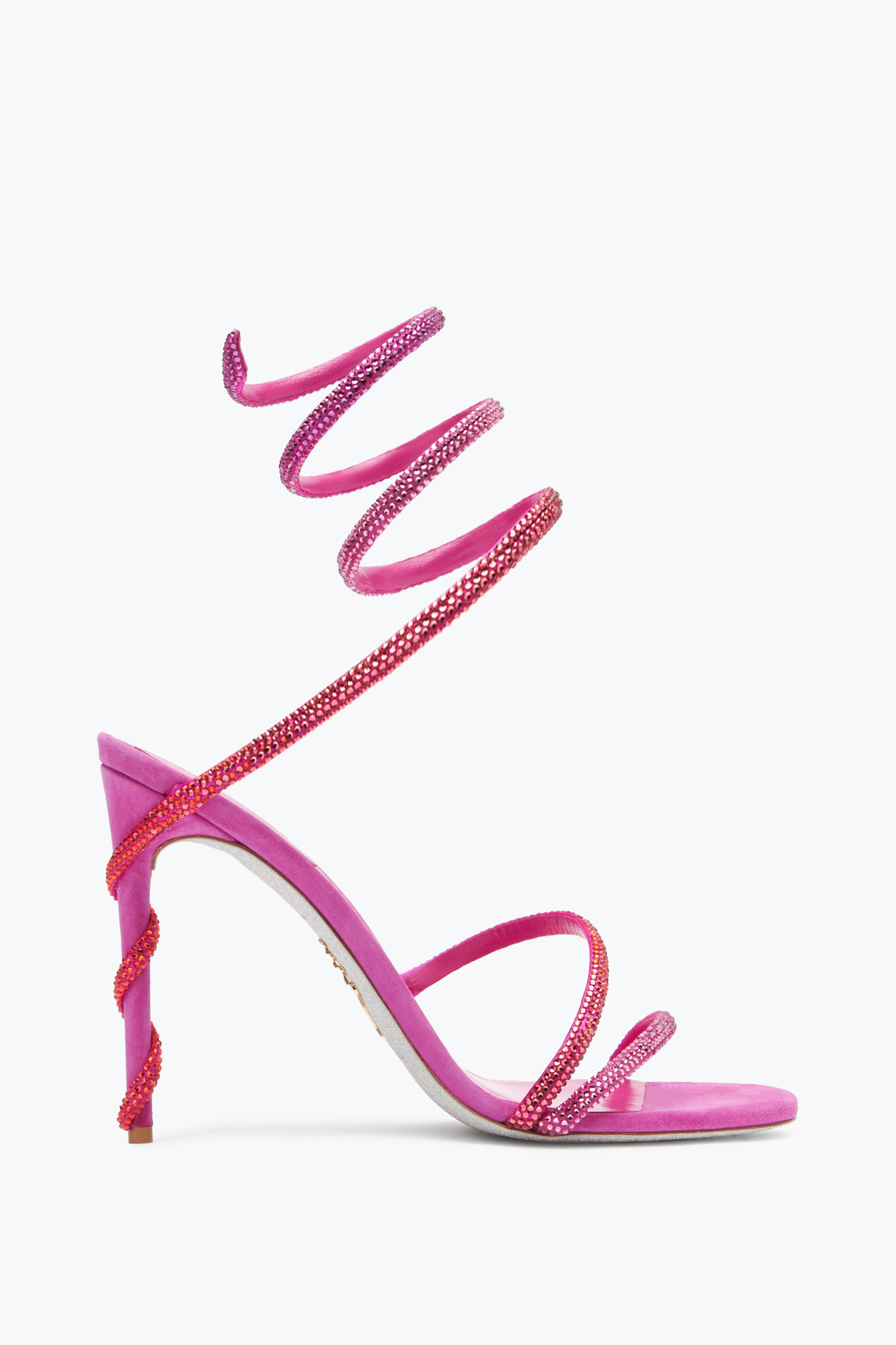René Caovilla Margot Shocking Pink Sandal With Degradé Crystals 105
