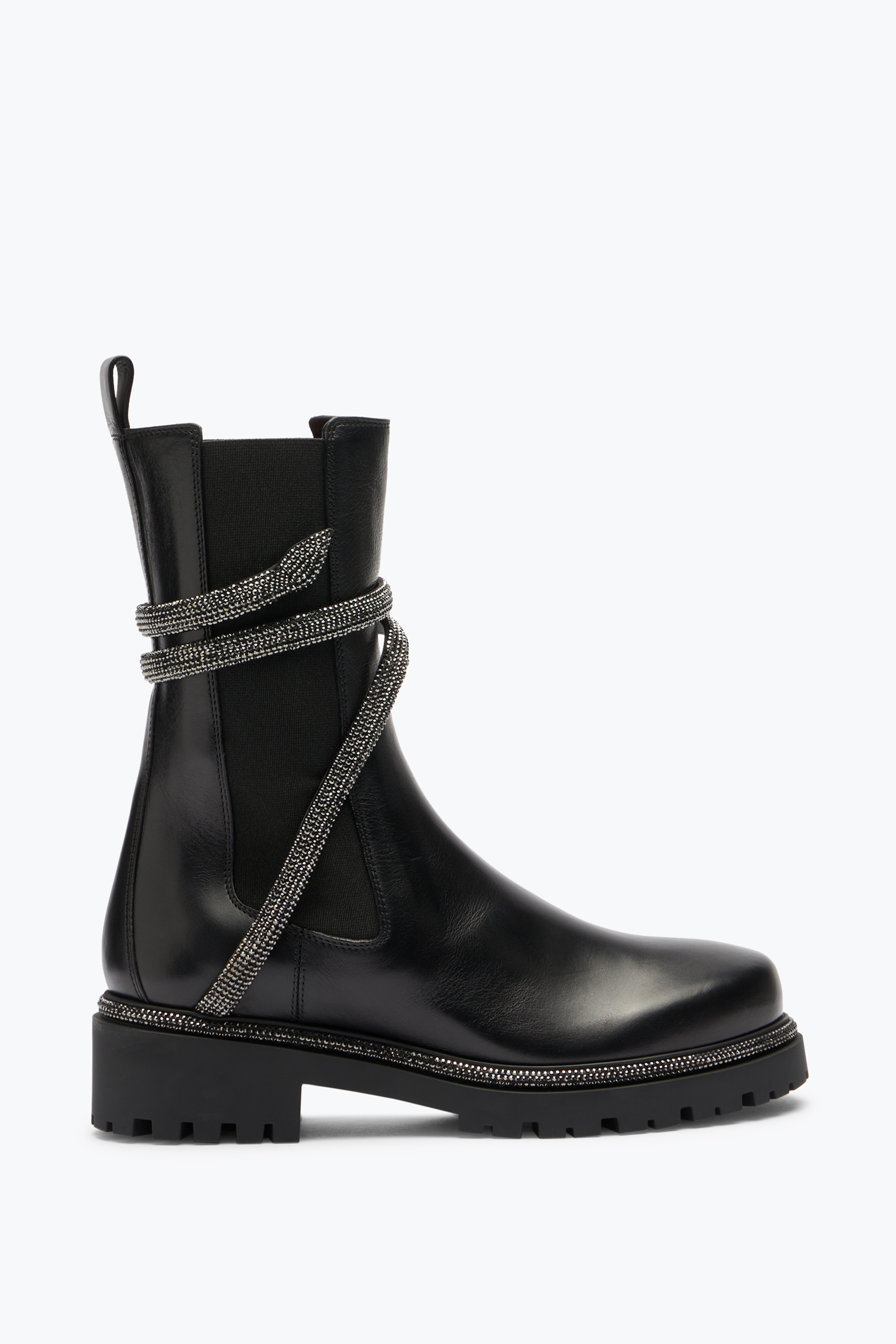 René Caovilla Cleo 30 Crystal Leather Chelsea Boots - Women's - Leather In Black