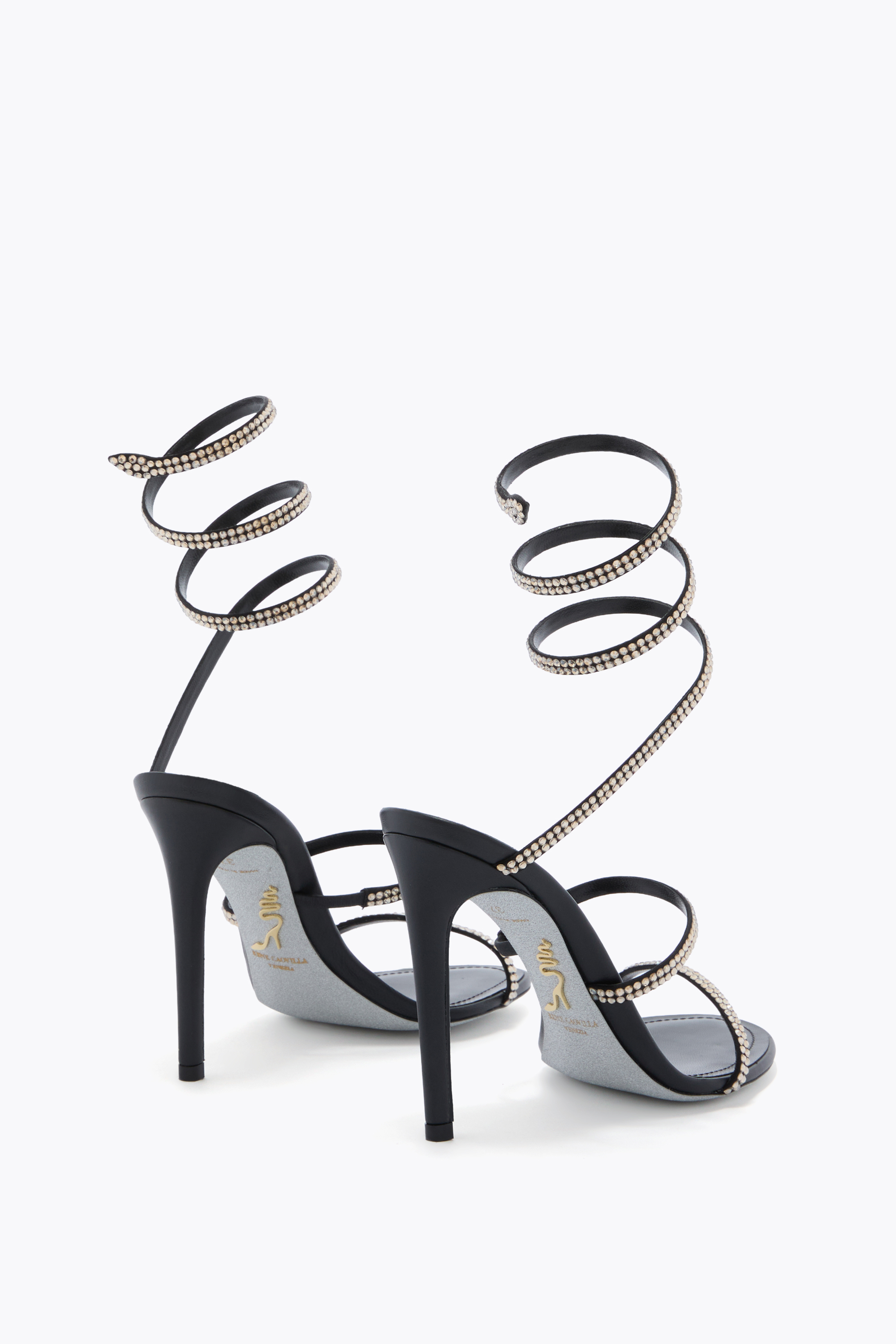 René Caovilla Leather Embellished Cleo Ii Heeled Sandals 105 In Black