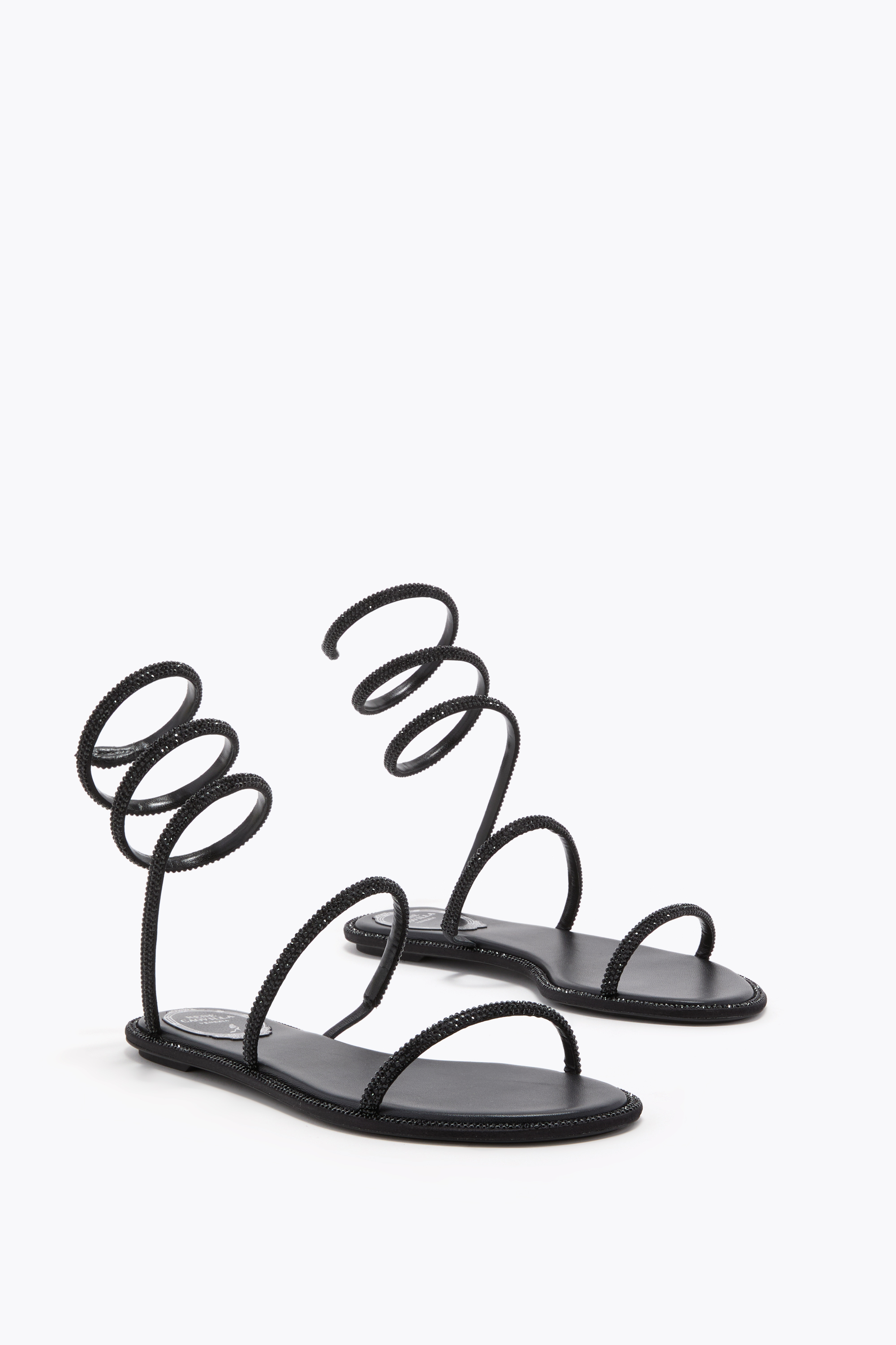 René Caovilla Rene Caovilla Embellished Satin Cleo Sandals In Black