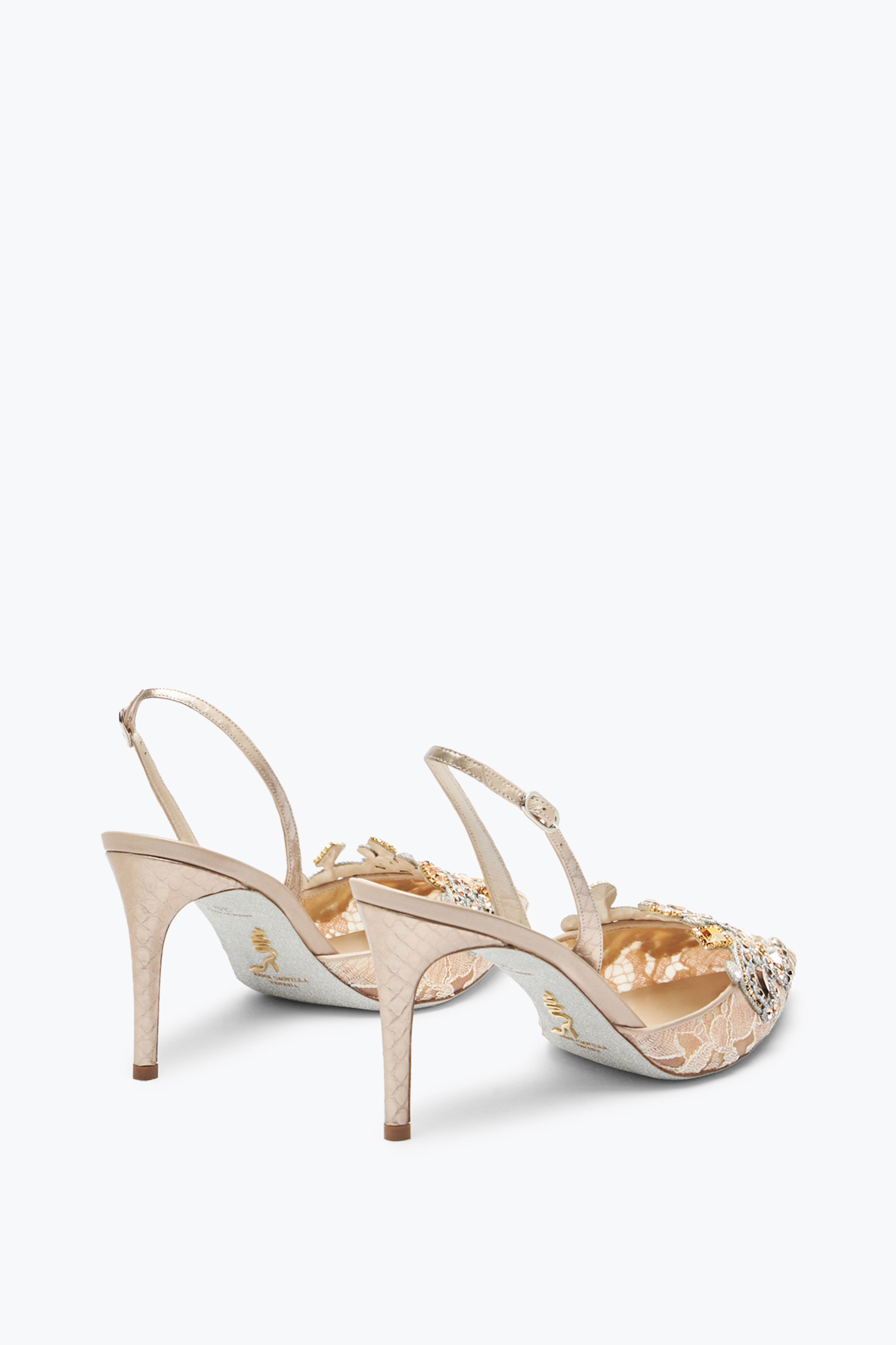  Ren&eacute; Caovilla Ren&eacute; Caovilla Veneziana Champagne Slingback 80 Frau  Champagne 