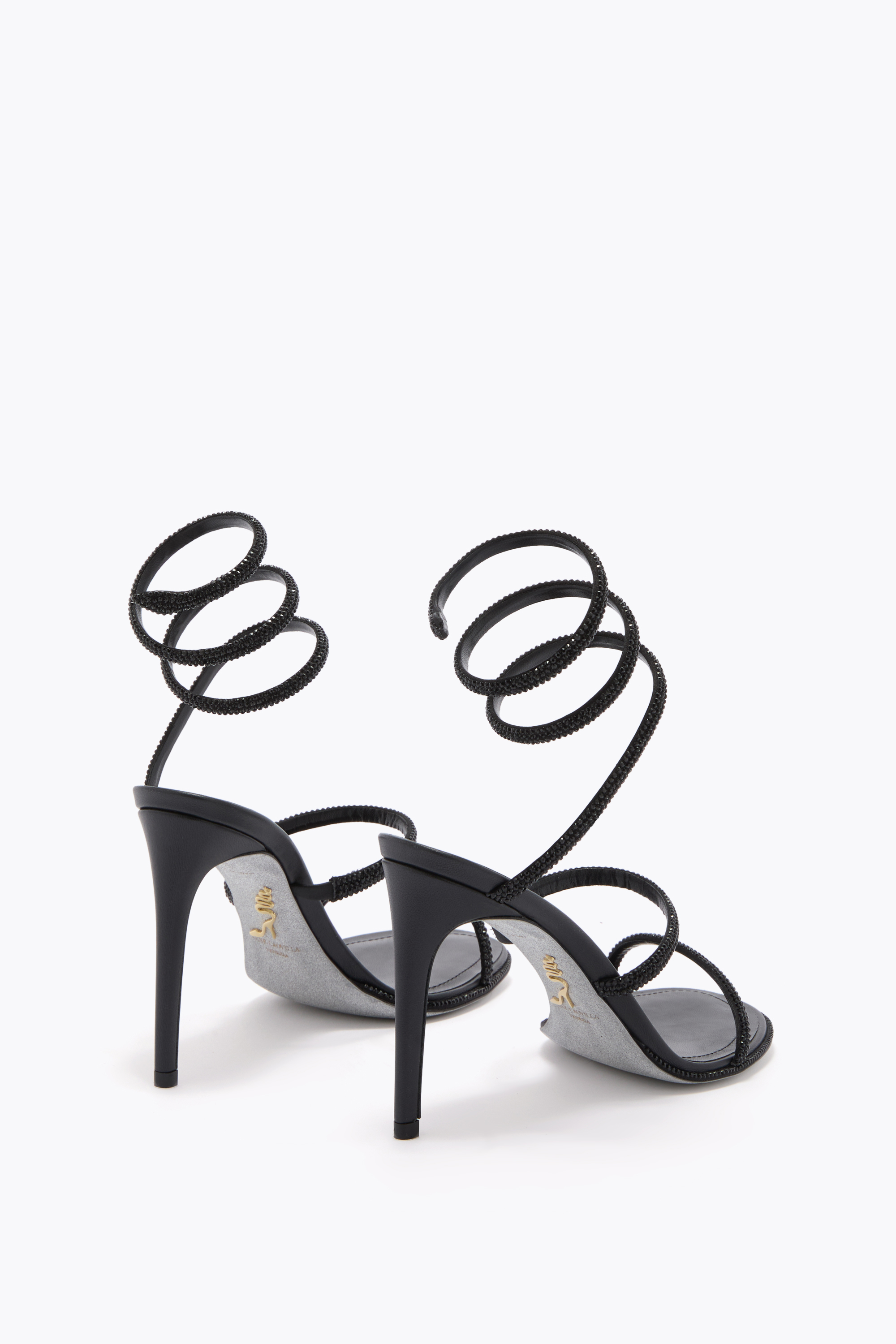 René Caovilla 105mm Leather Sandals In Black