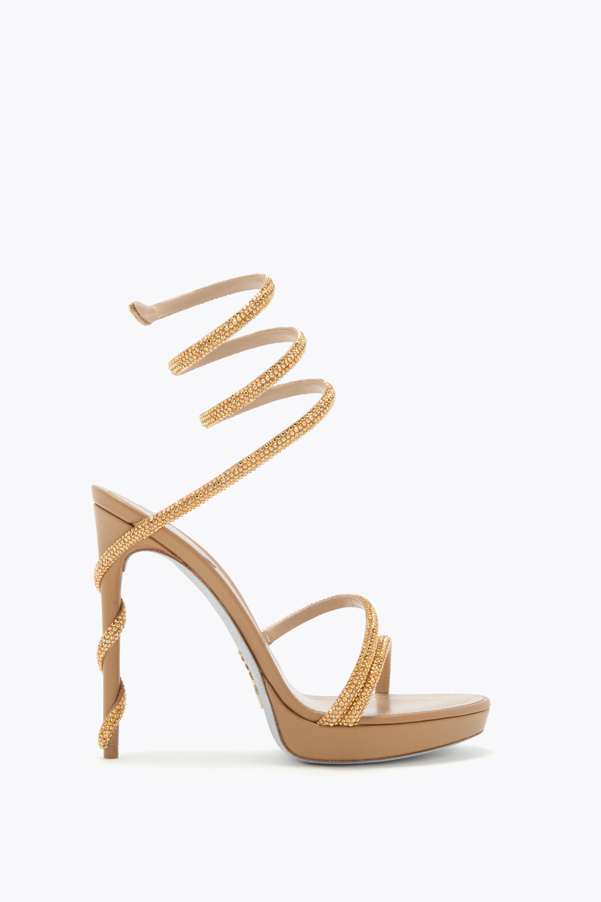 René Caovilla Margot Honey Platform Sandal 120 In Brown