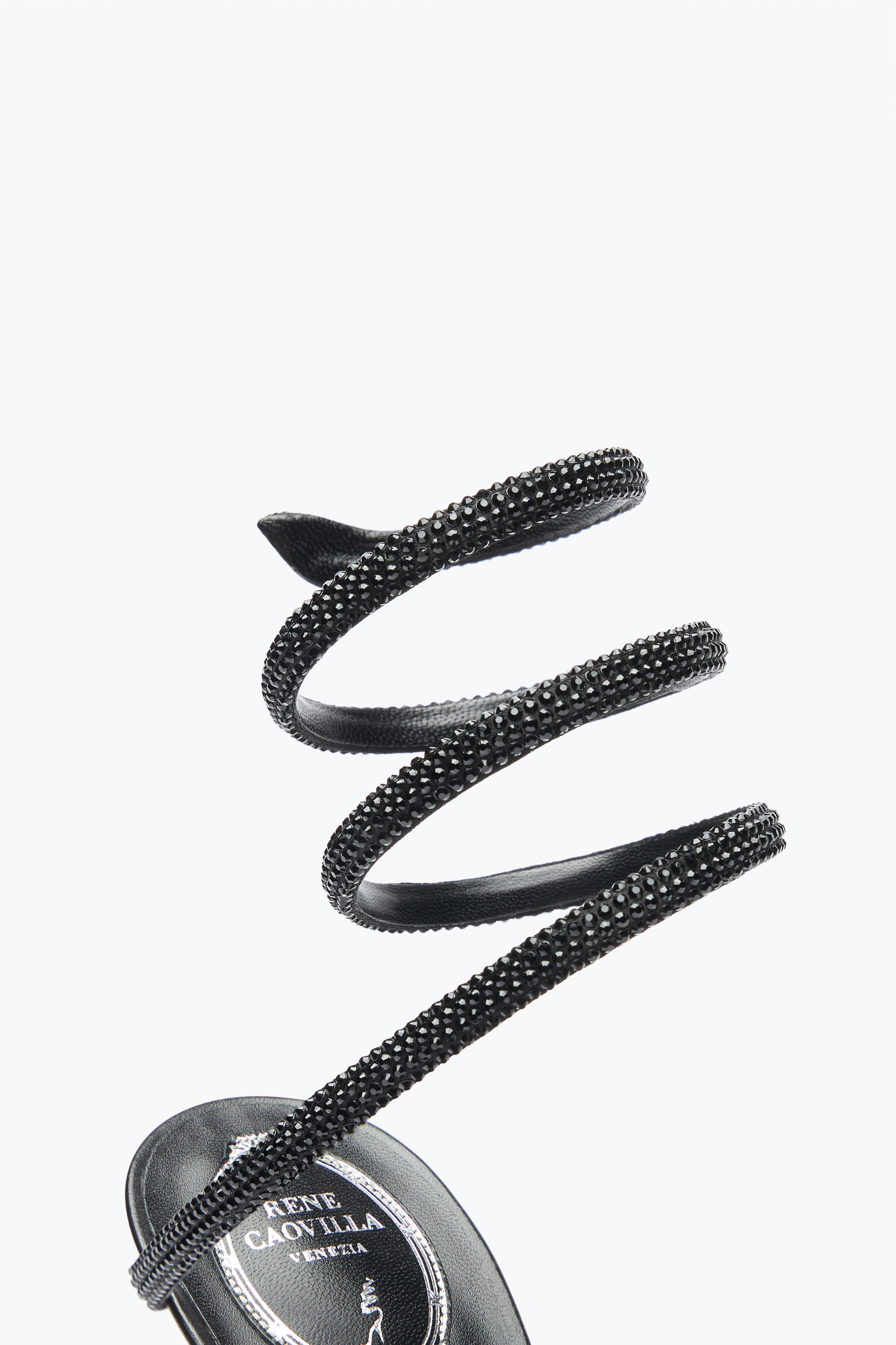 René Caovilla Spiral Strap Open Toe Sandals With Heel In Animal Print