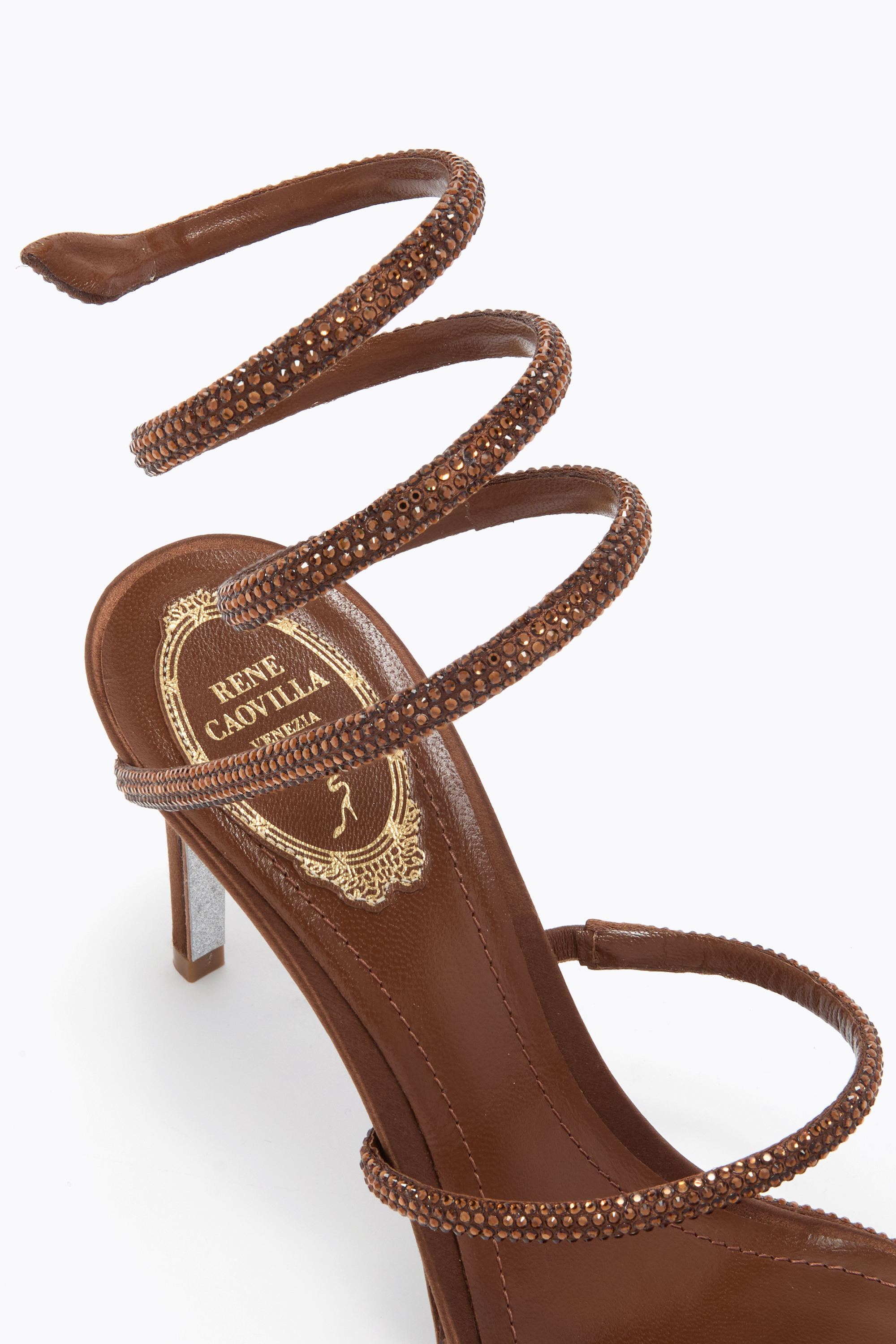 René Caovilla Womens Cleo Ii 105 Crystal-embellished Leather Heeled Sandals Brow In Brown