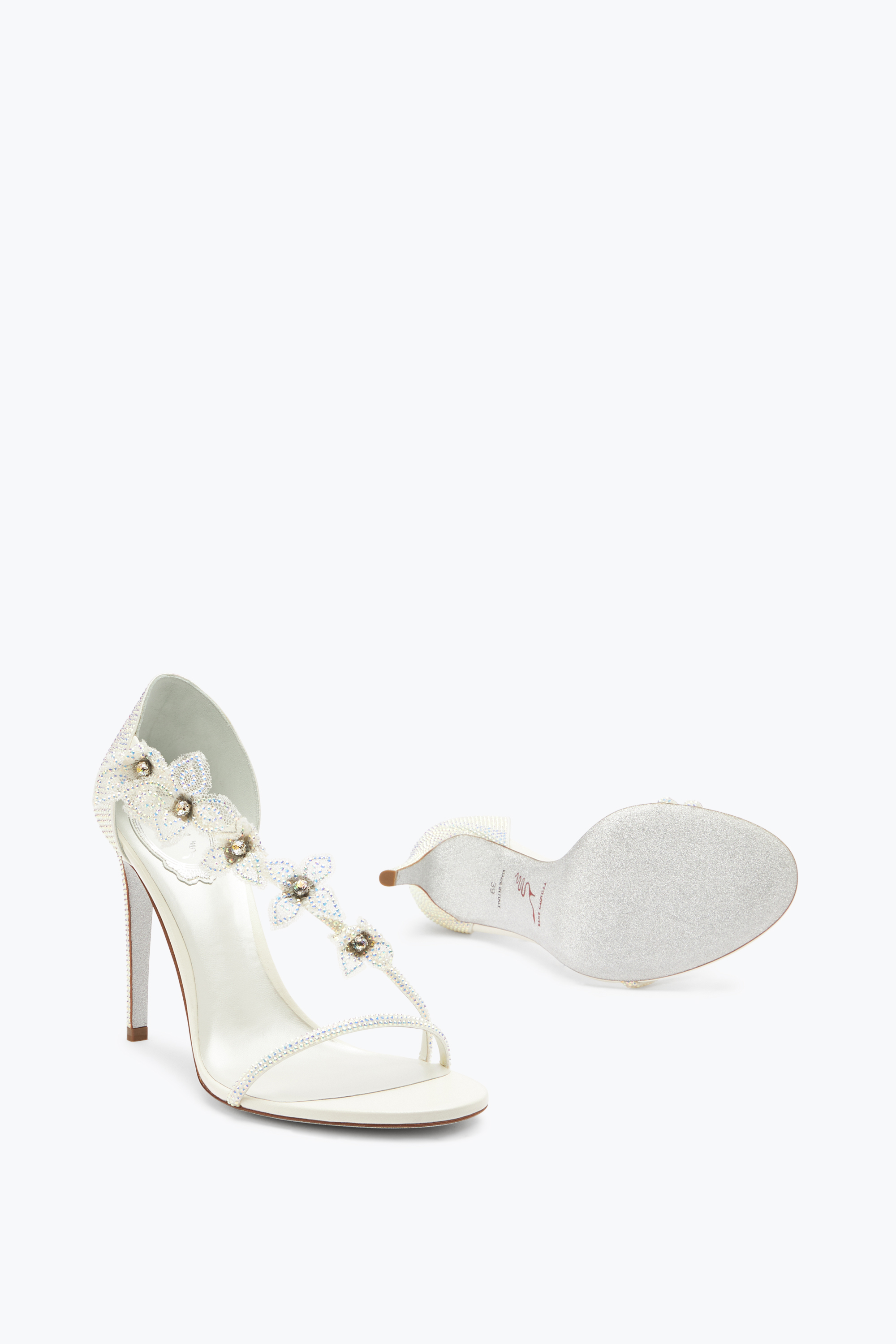 René Caovilla Floriane Crystal Ivory Sandal 105