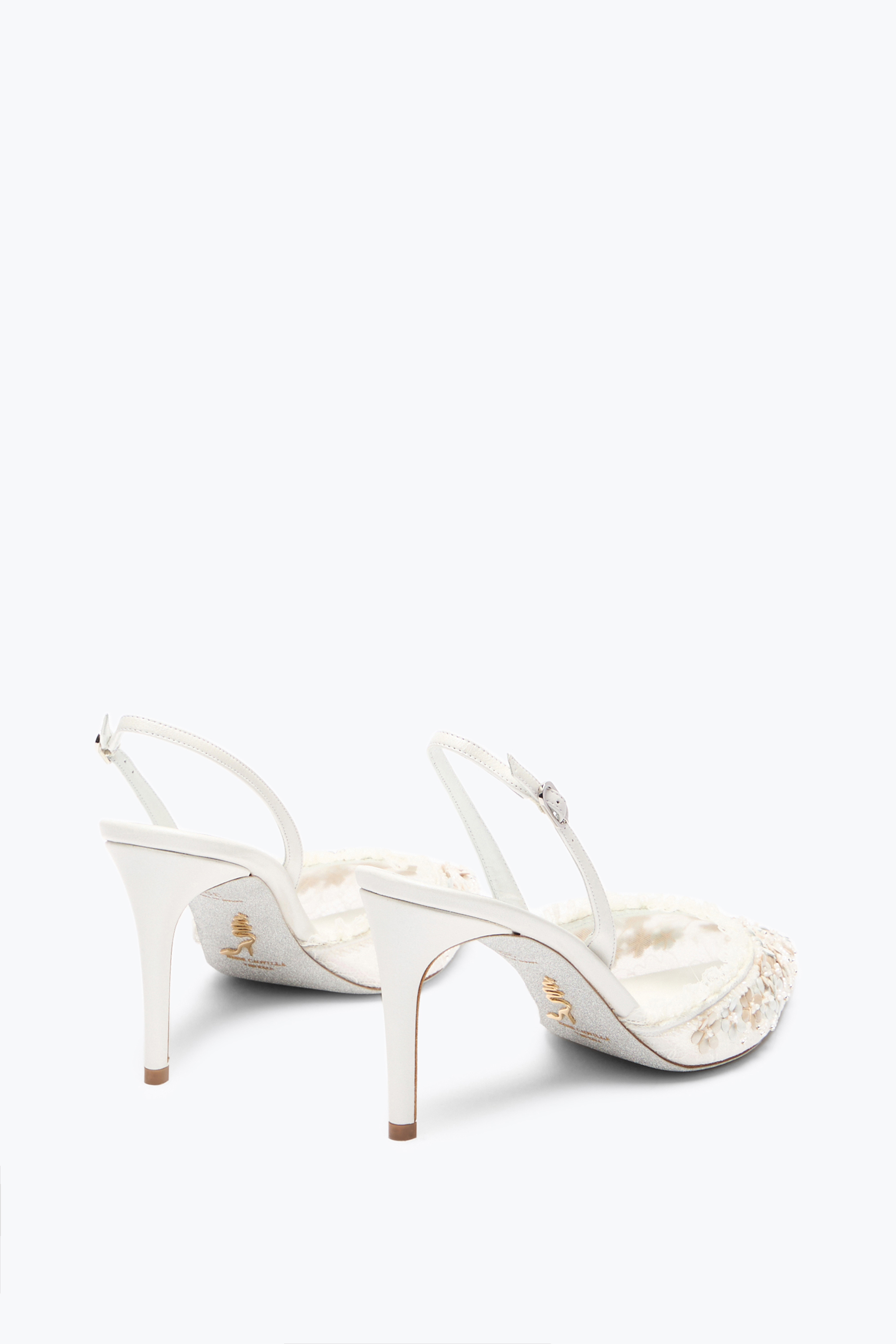  Ren&eacute; Caovilla Ren&eacute; Caovilla Bloom Slingback 80 In Weiss Frau  Weiss 