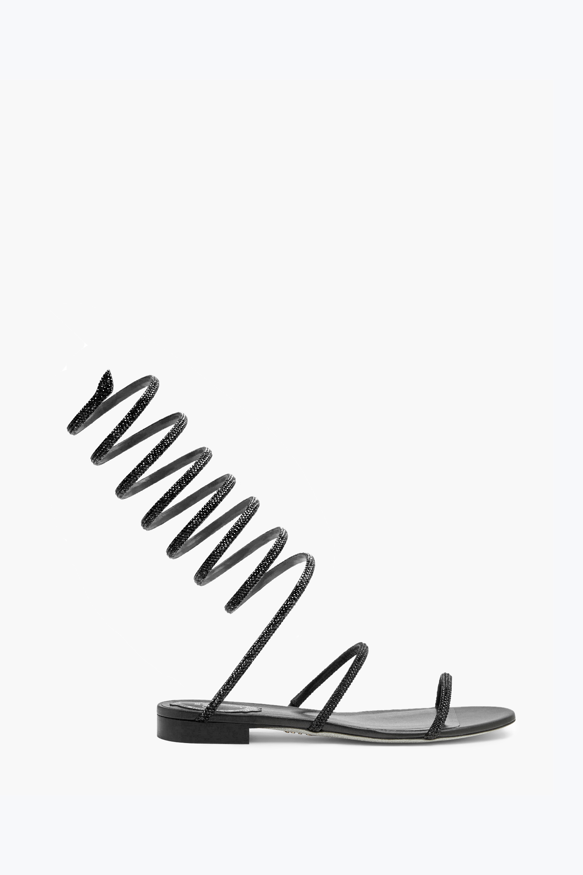 René Caovilla Supercleo Crystal Black Sandal 10